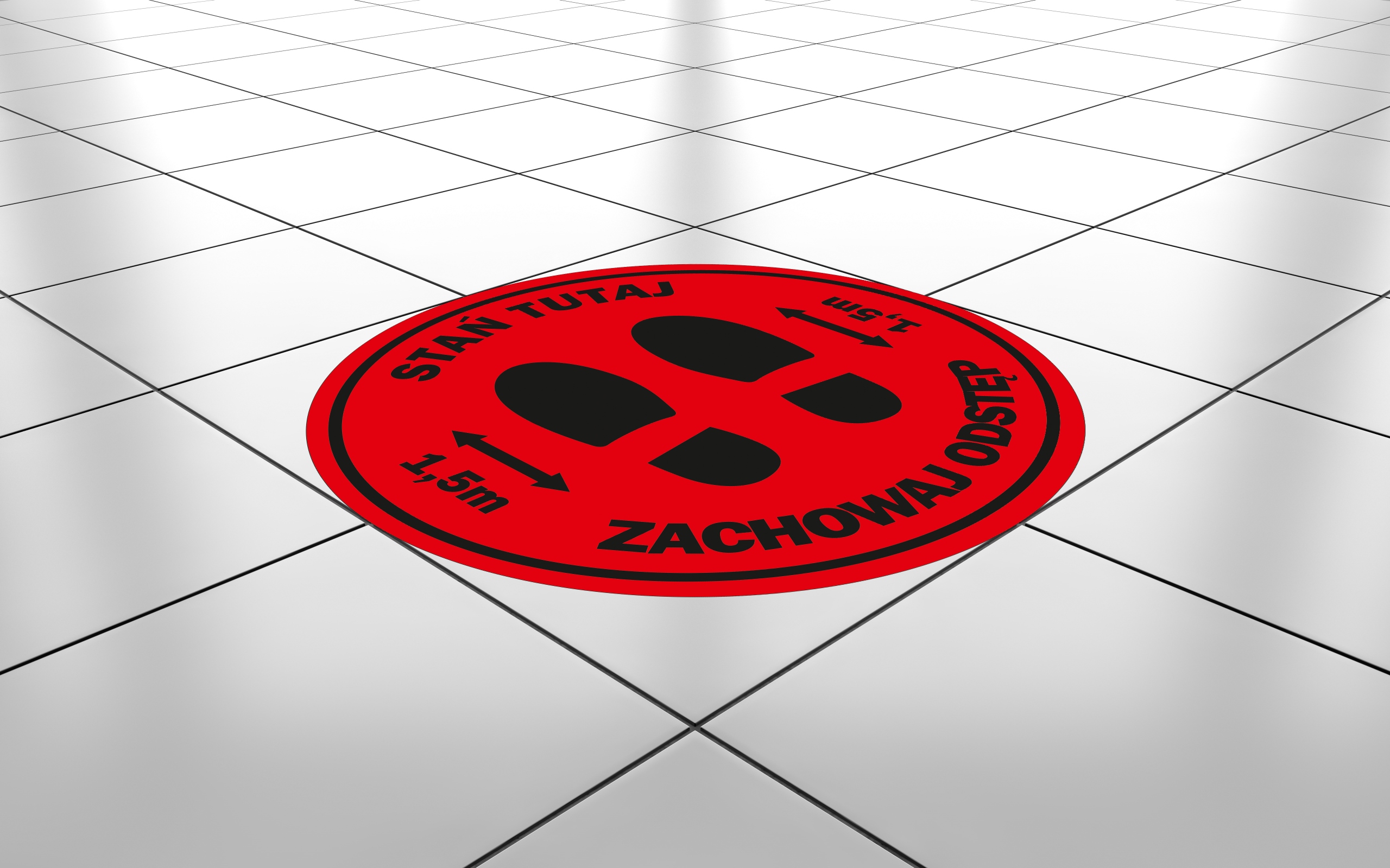 NAKLEJKA NA PODŁOGĘ 30cm ZACHOWAJ ODSTĘP Kod producenta alejestudio_bhp