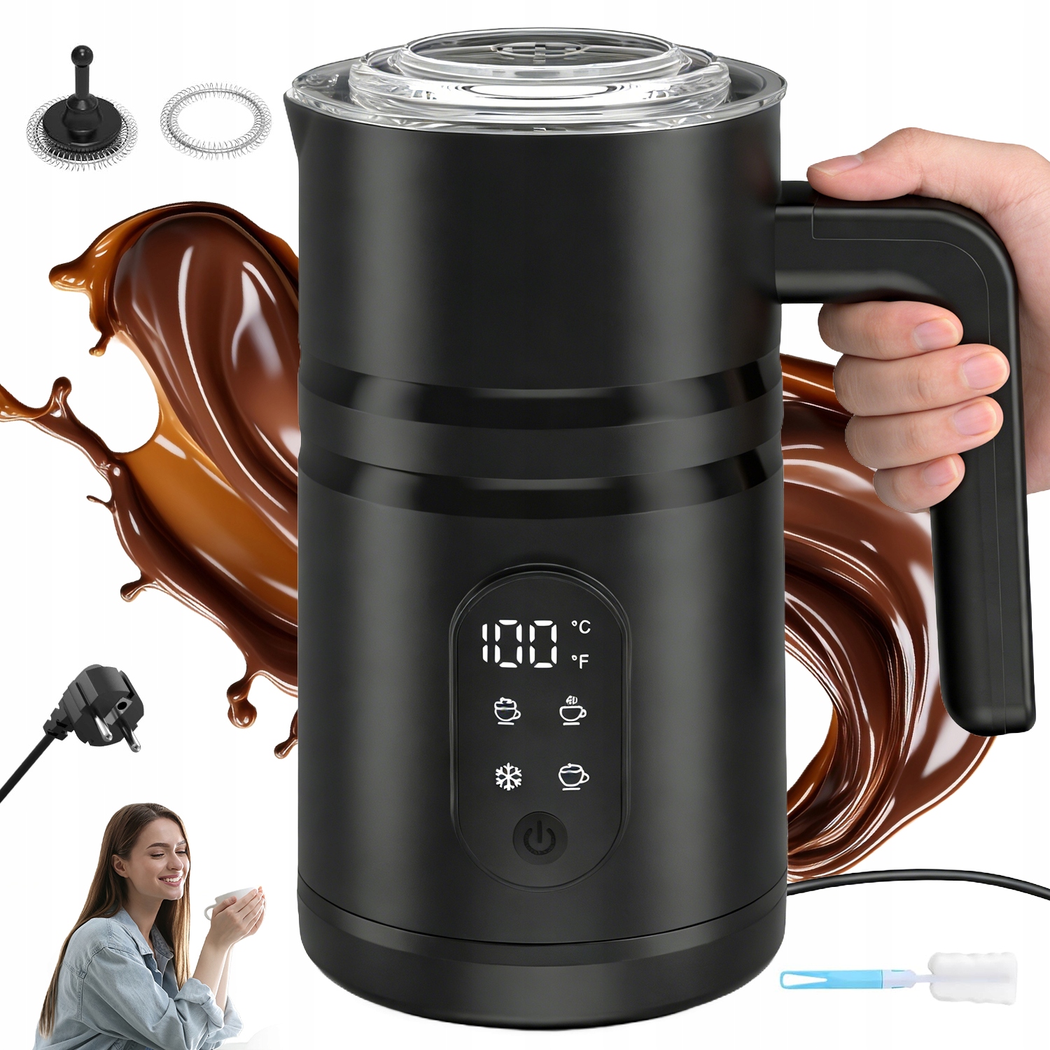 Elektrický Napěňovač Mléka Na Kávu 5V1, Tichý Ohřívač 400 W, 350 ML