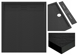 Černá Obdélníková Sprchová Vanička 90 x 80 CM Viva Kompozit