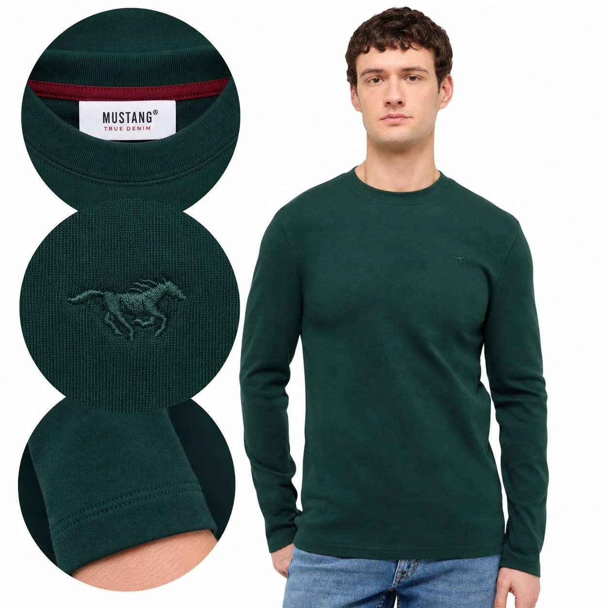 Mustang Pánský dlouhý rukáv Arlington Zelená 100% Bavlna Slim L