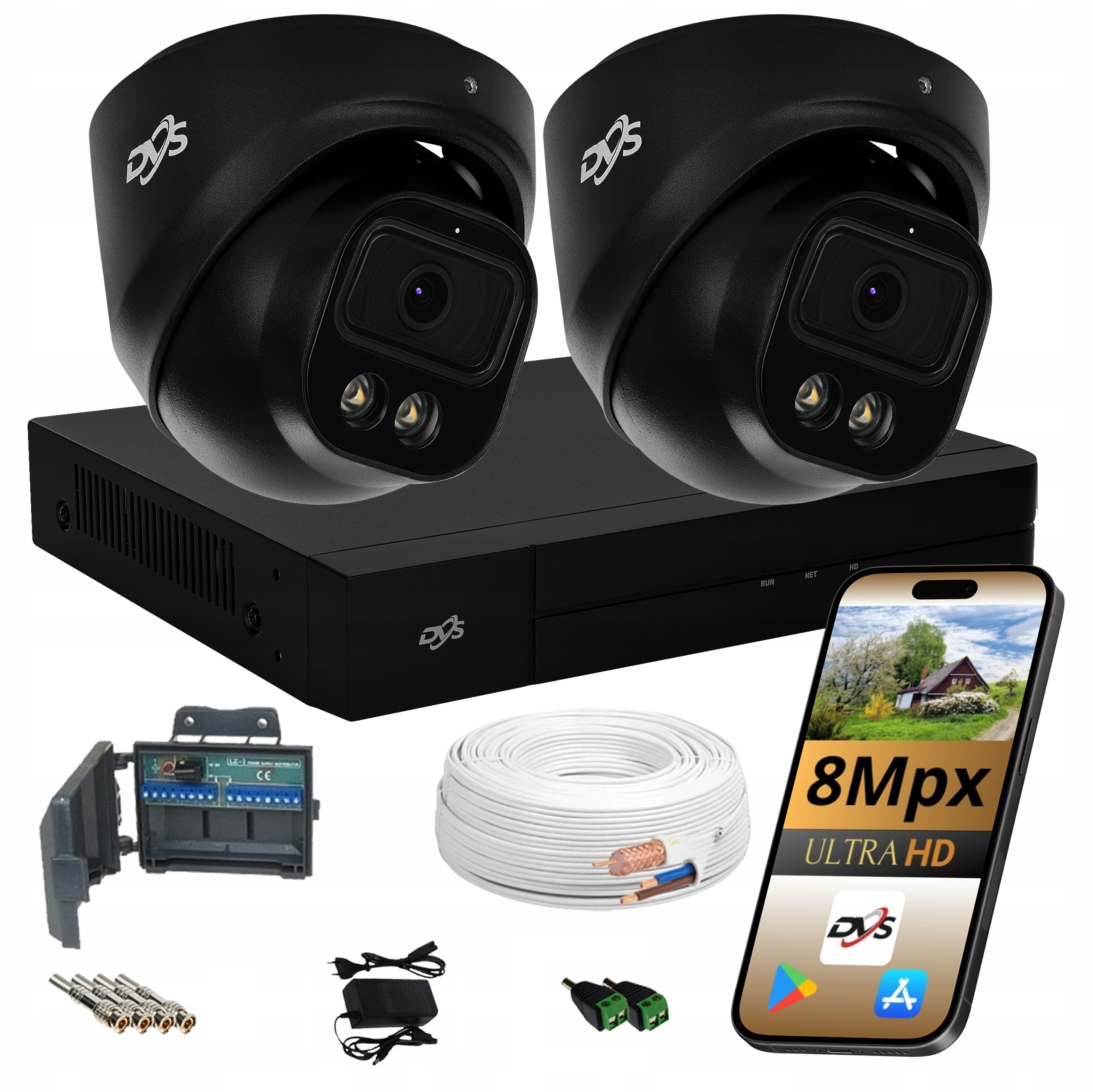 Set 2 Kamer Pro Monitorování černé analogové pro monitorování Dual Light