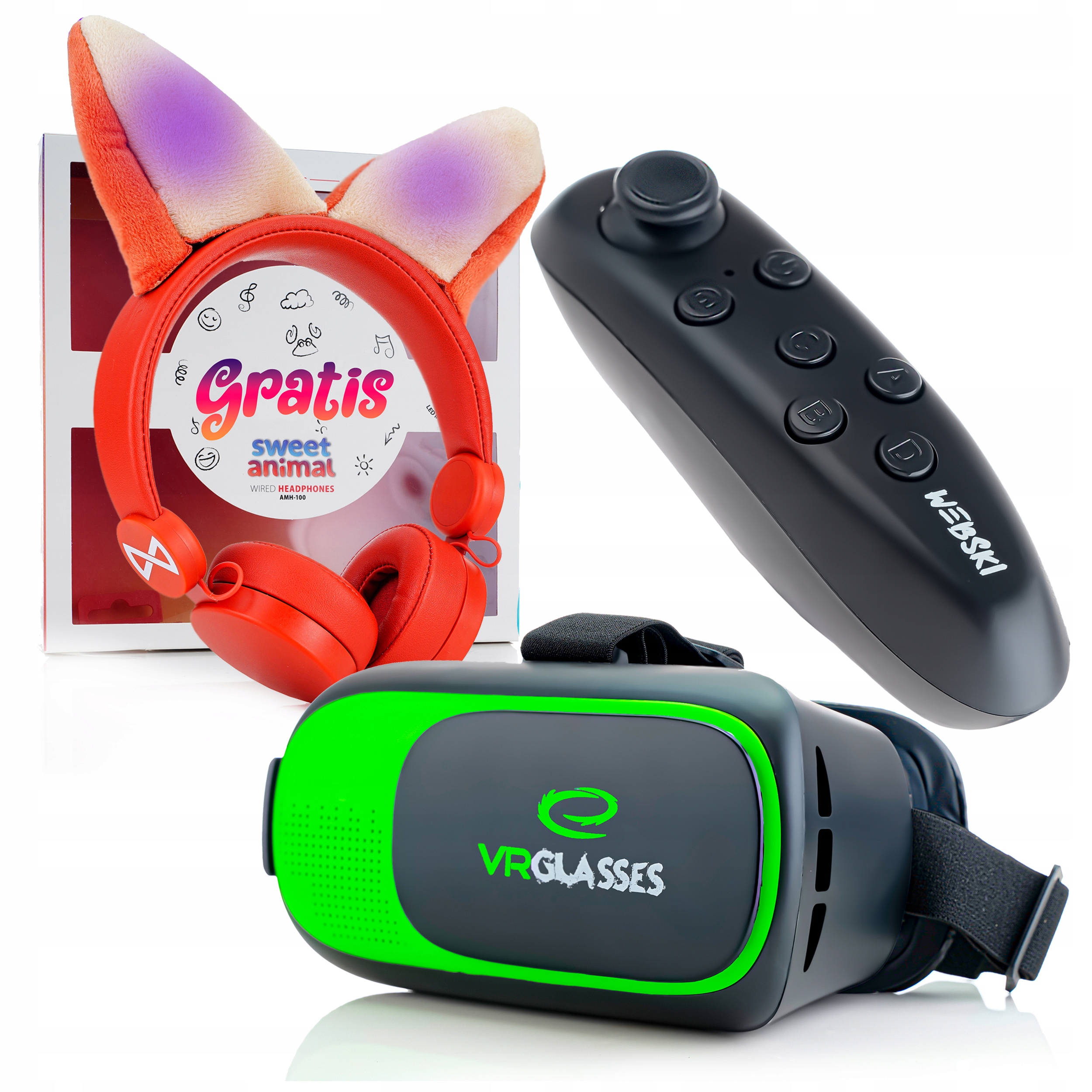 OKULARY GOOGLE VR 3D ZE SŁUCHAWKAMI+PILOT BLUETOOT