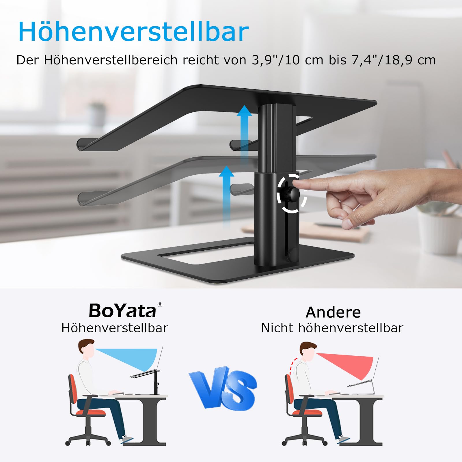 BOYATA Stojak Na Laptopa Regulowany Aluminiowy — miniatura 2