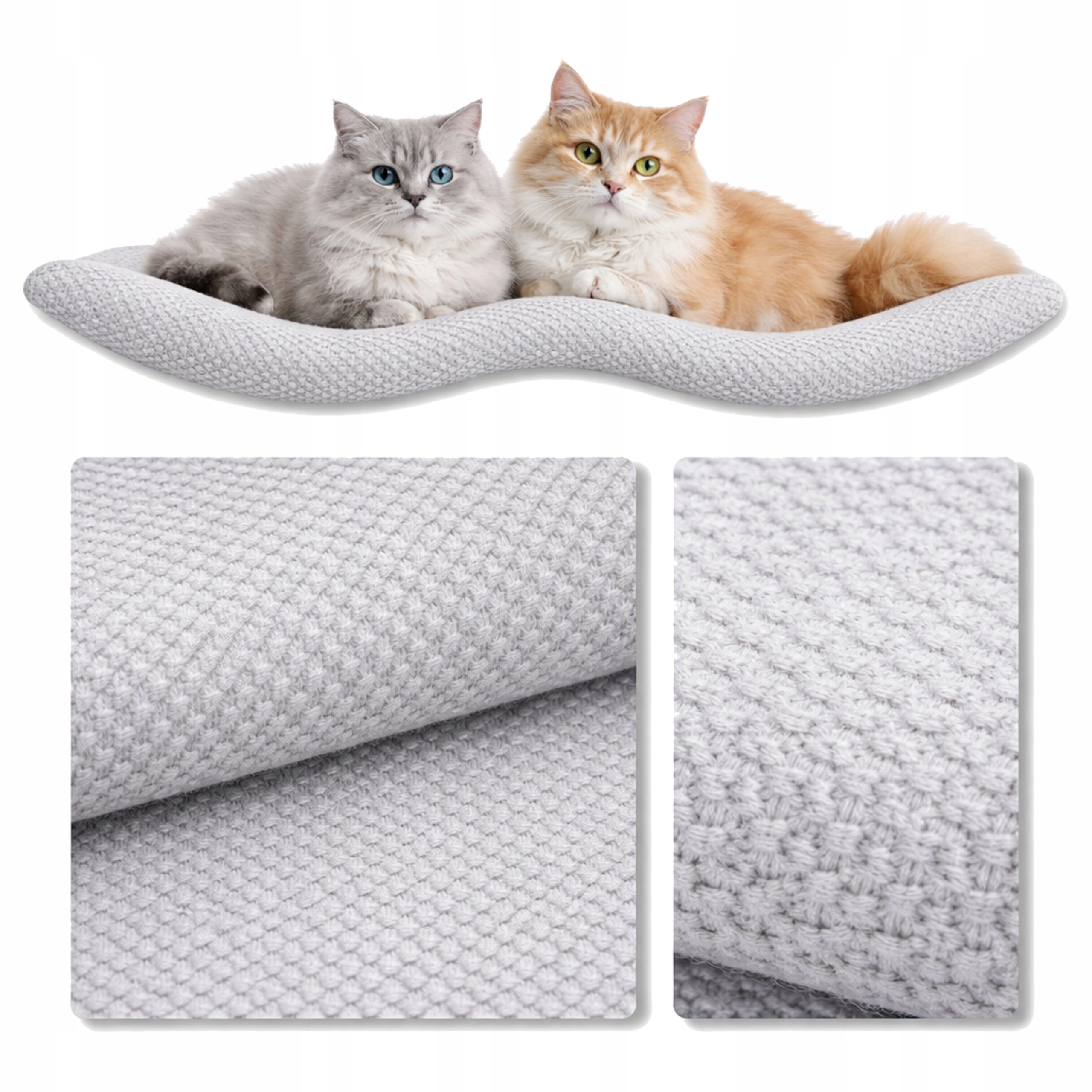 Levně Nástěnná Police Pro Kočky Závěsná Dvojitý Oblouk 100x32x4 Dot Light Silver Gray