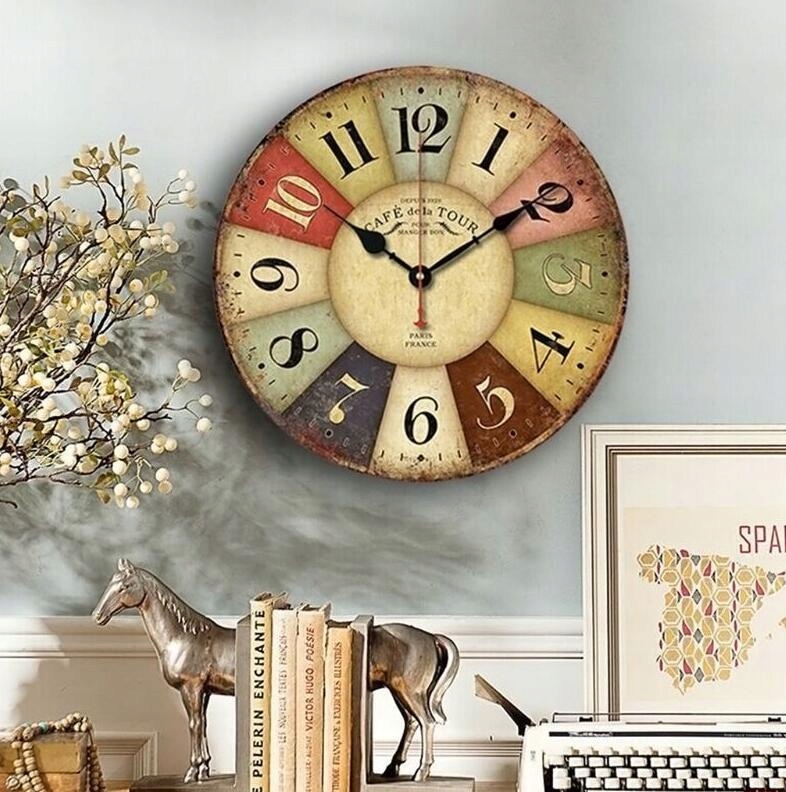 Retro drewniany zegar ścienny kogut Vintage rustyk Marka Inny