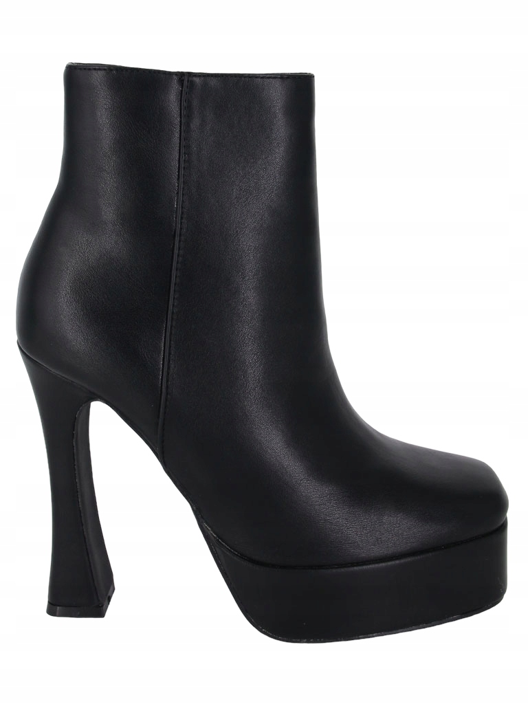 Kotníkové Boty Na Podpatku A Platformě Černé Eko Kožené Dámské Boty 40