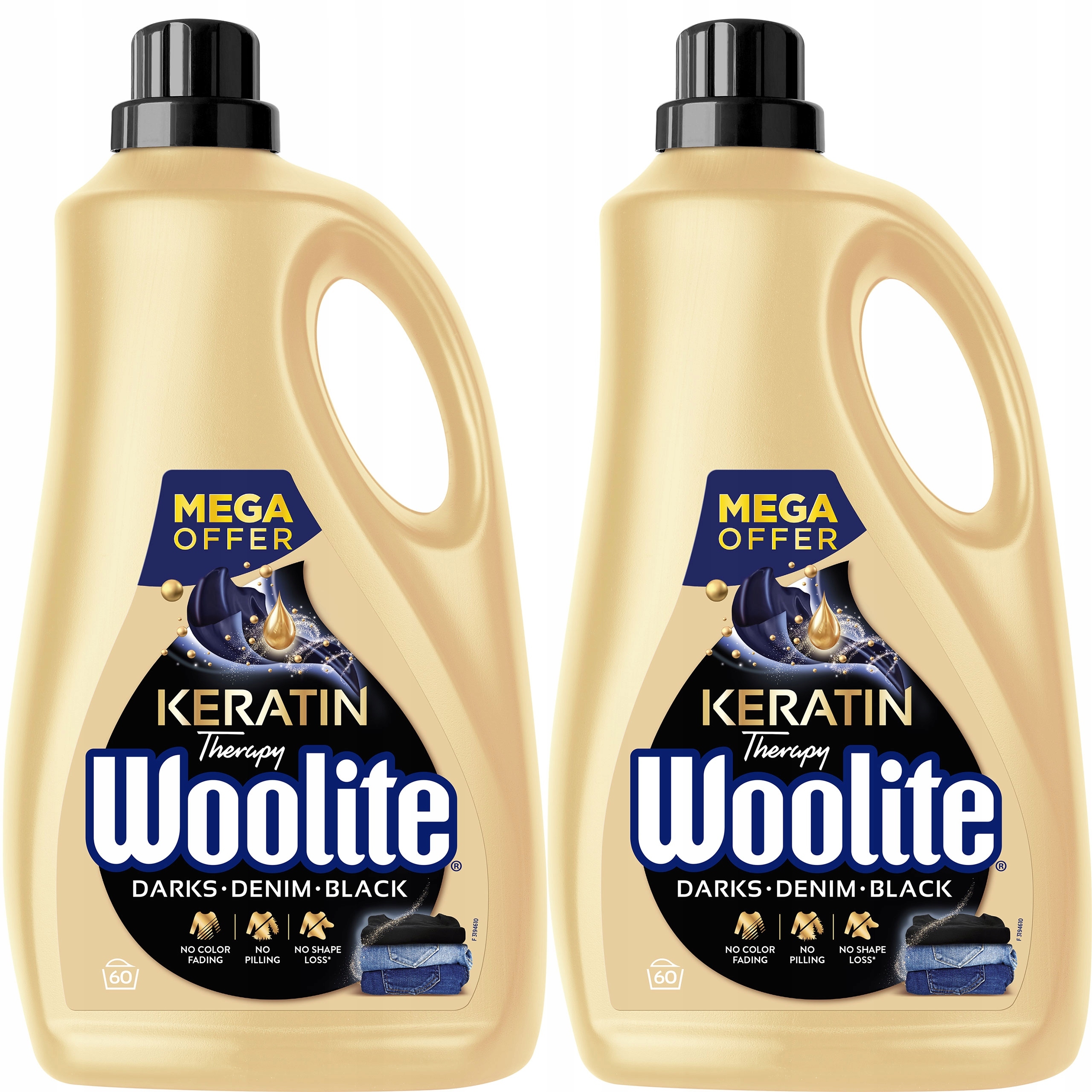Levně Woolite Set Tekutý Prací Prostředek Černý S Keratinem Zásoba 2X 3.6L