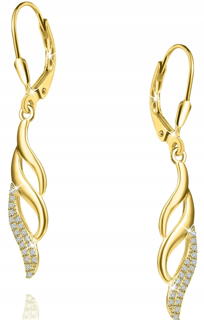 Dlouhé Závisné Stříbrné Náušnice stříbro , pozlacené