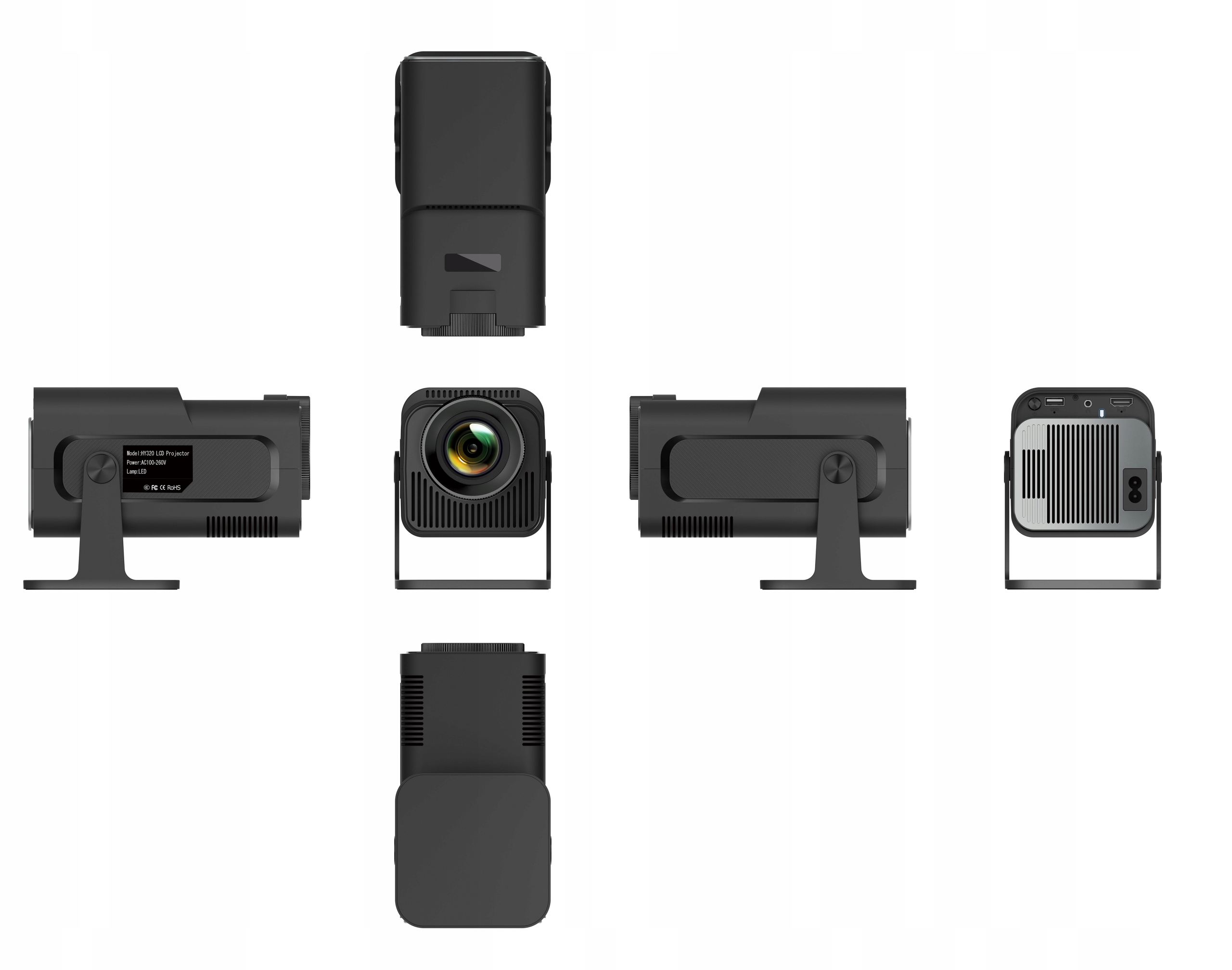 PROJEKTOR RZUTNIK 4K ANDROID LED WIFI MINI PRZENOŚNY FULL HD HY320 PREZENT Kod producenta Projektor domowy obrotowy przenośny