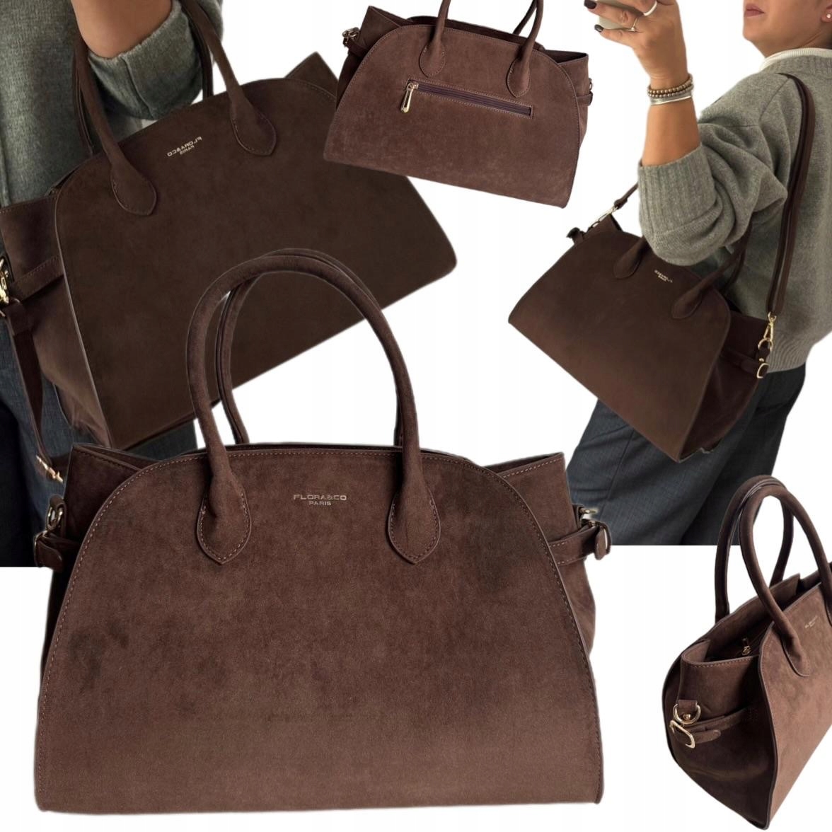 Dámská Kabelka Dárek Na Velikonoce Flora&co Semišová Taška Shopper Hnědá A4