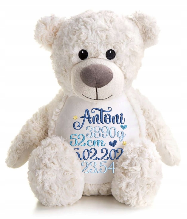 Medvídek personalizovaná metráž dárek Křest výšivka plyšák se jménem 42cm