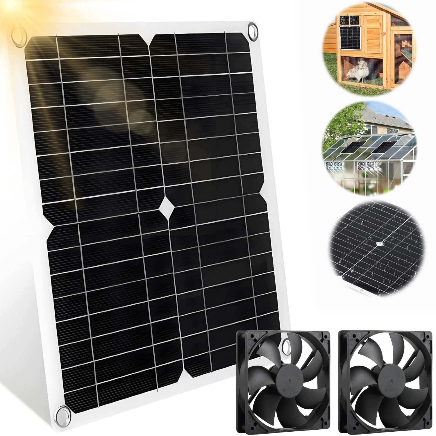 Mocny Wentylator Solarny 12W Wentylator Wyciągowy Wodoodporny Do Szklarni