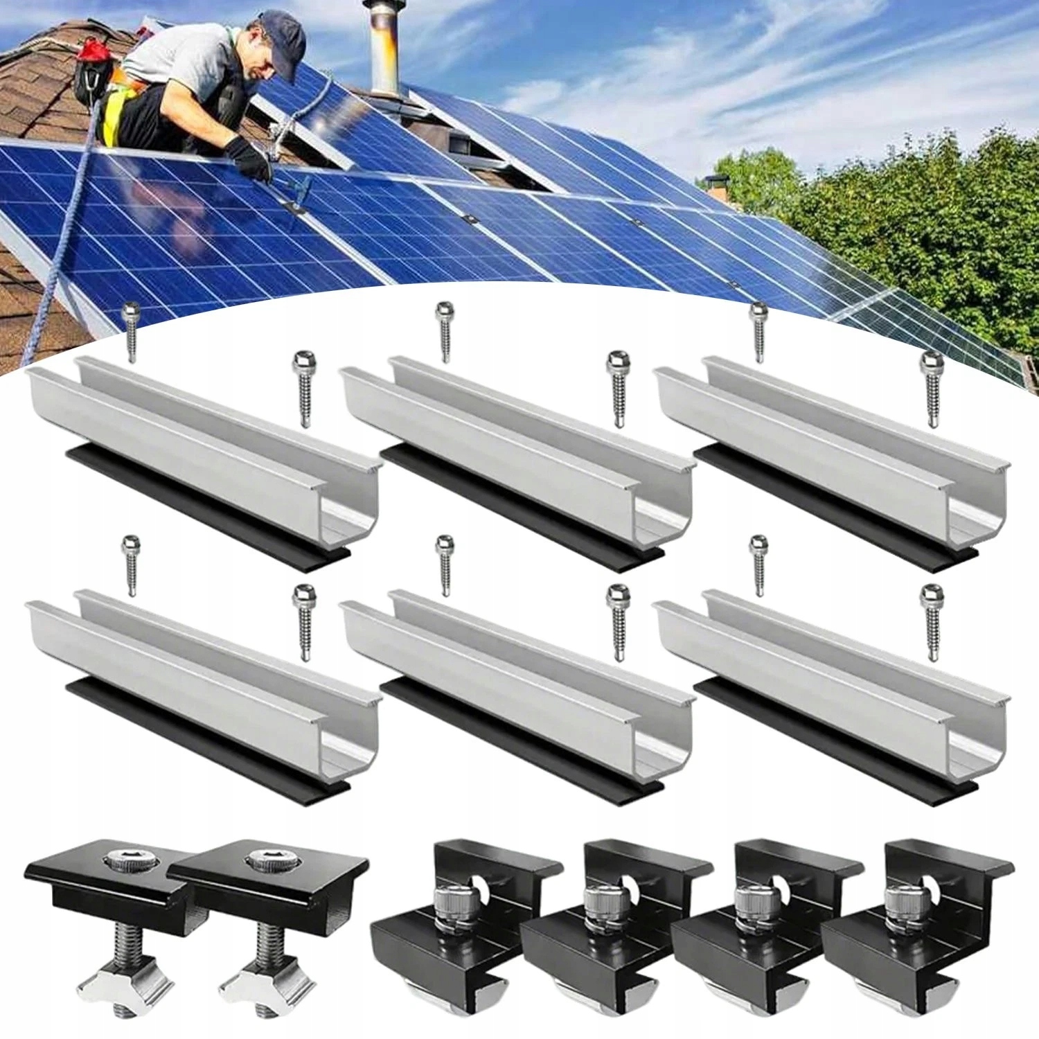 Stelaż Konstrukcja do montażu paneli Pv fotowoltaicznych blachodachówka