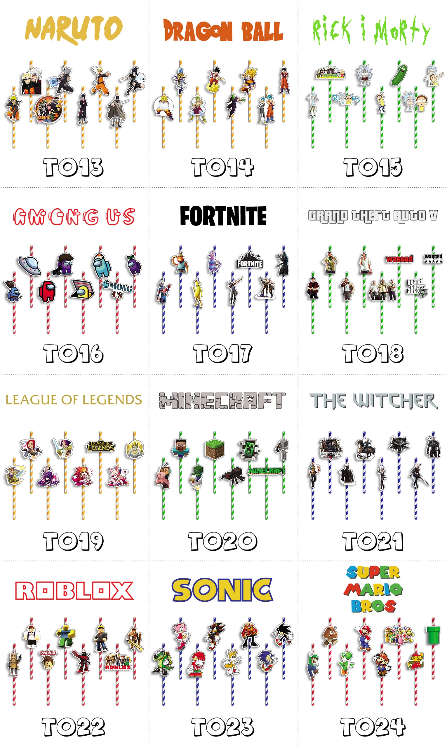 SŁOMKI URODZINOWE z POSTACIAMI - MASHA MASZA I NIEDŹWIEDŹ BAJKI - 8 szt. Marka Worldcase