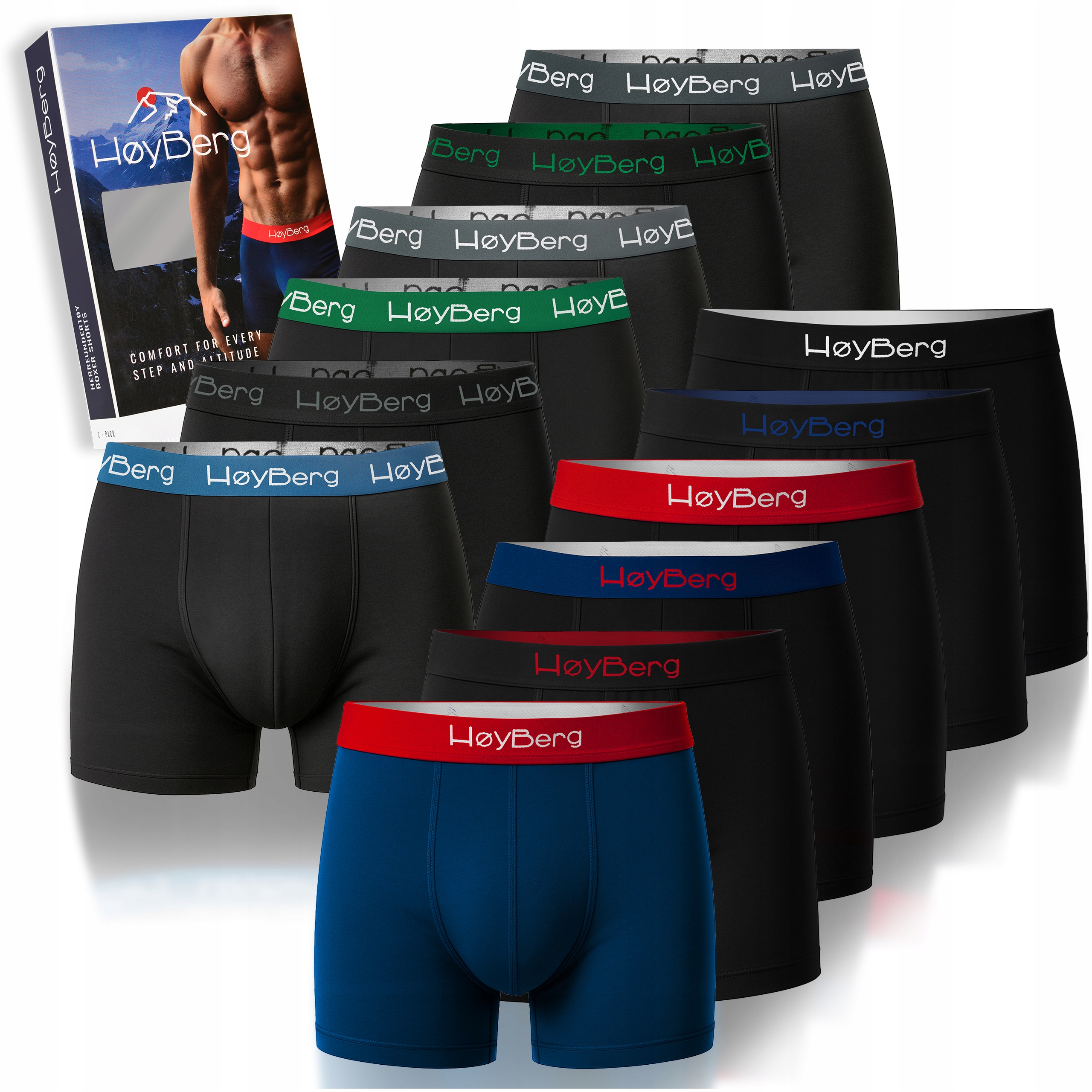 HøyBerg Scandinavian Style Bokserki Męskie 12 Sztuk Zestaw Bawełna XXL