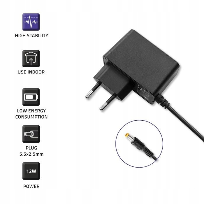 Zasilacz wtyczkowy 12W 12V 1A 5.5*2.5