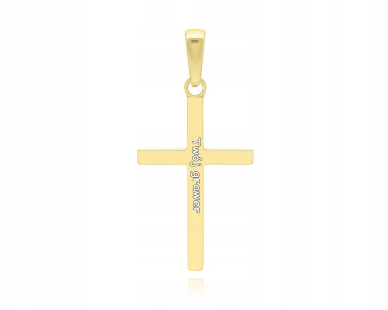 Zlatý křížek 585 Dámský hladký Gravírování Přívěsek na Řetízek 14k