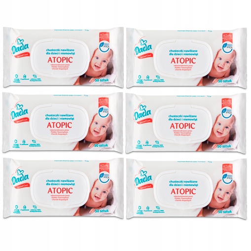 DADA ATOPIC Chusteczki do skóry atopowej 6x50szt