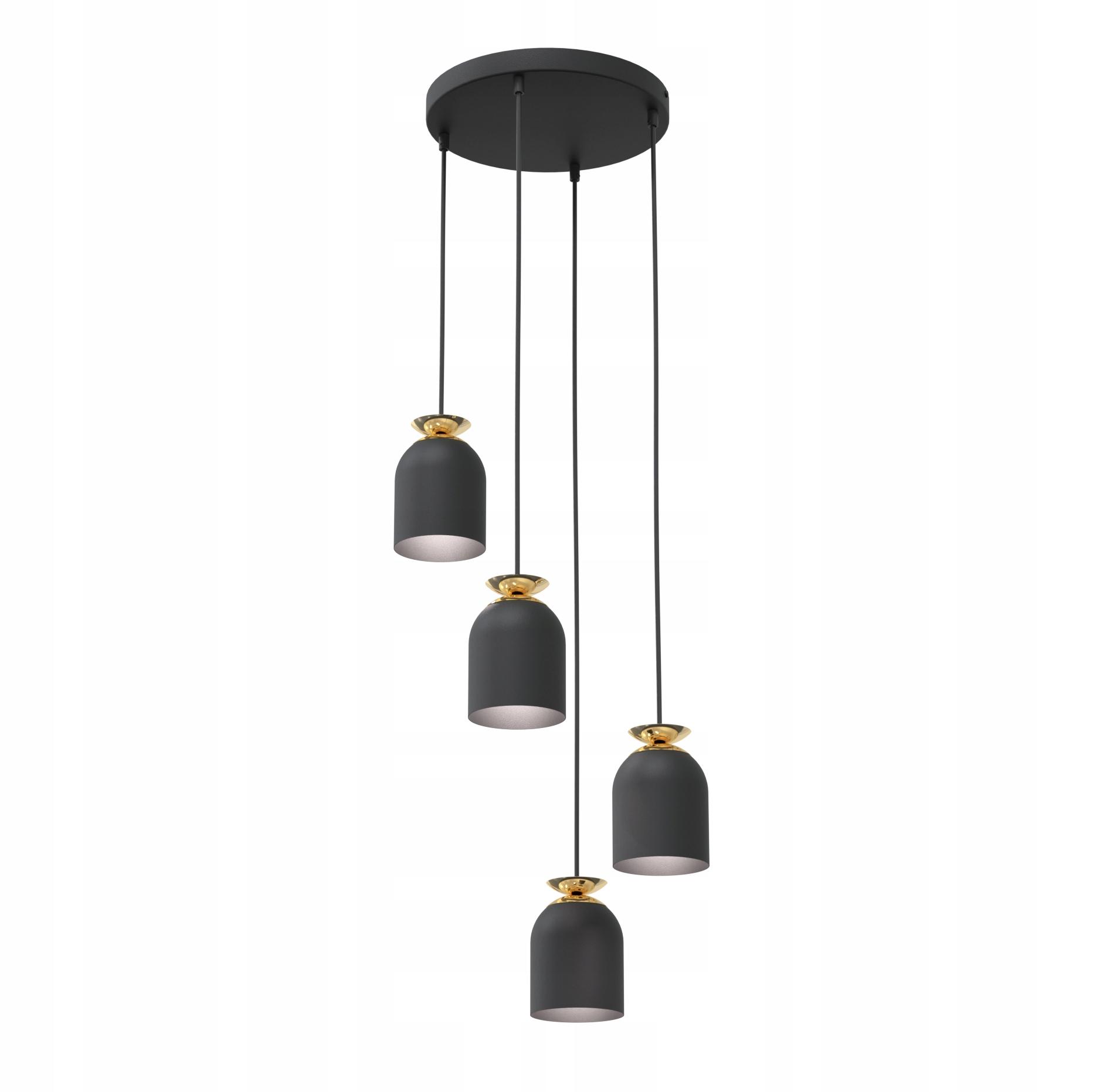 Černá a zlatá dekorativní závěsná lampa Emibig Target 4 nad kuchyňským ostrovem
