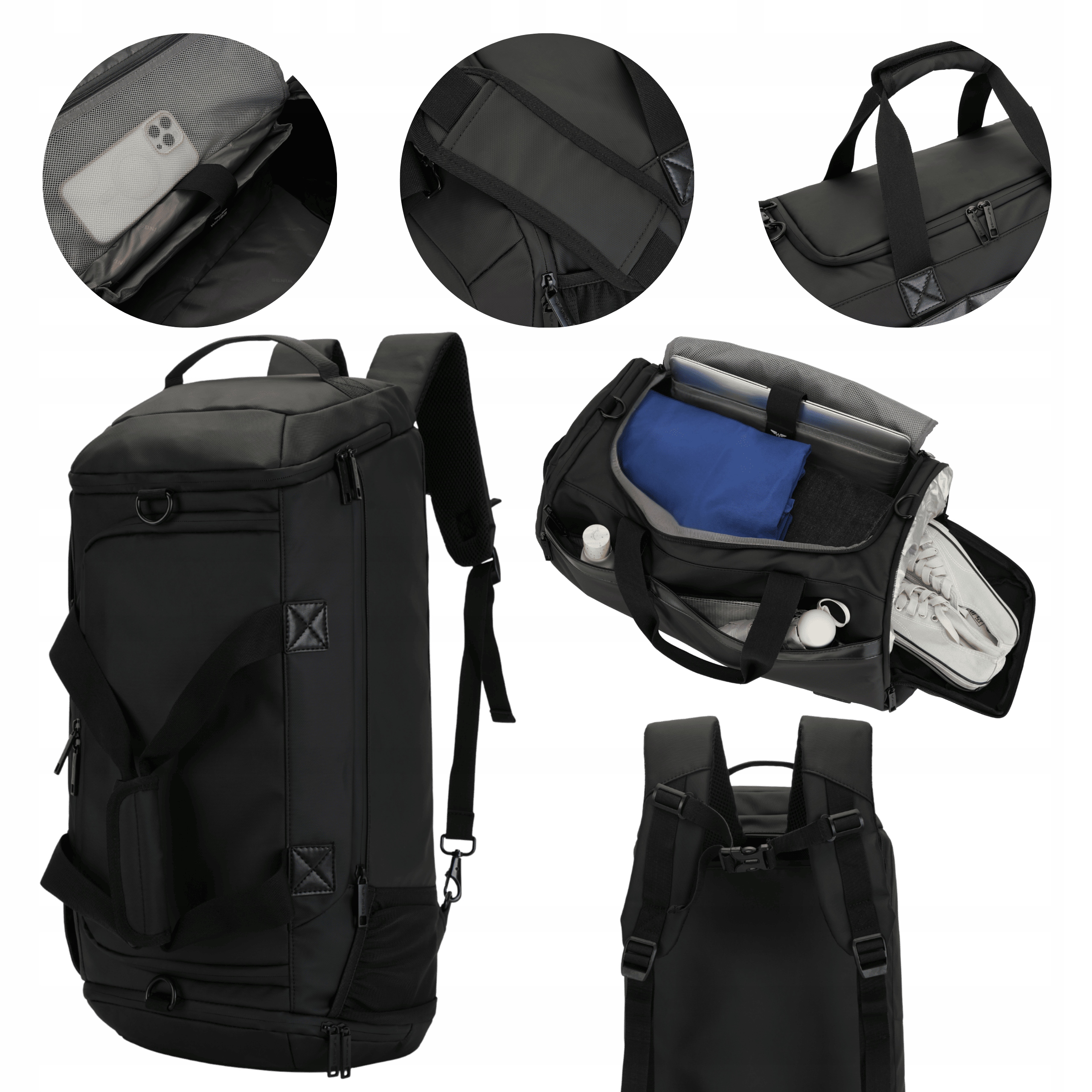 Sportovní taška Batoh 2v1 SiWINGS Black Příruční cestovní zavazadlo