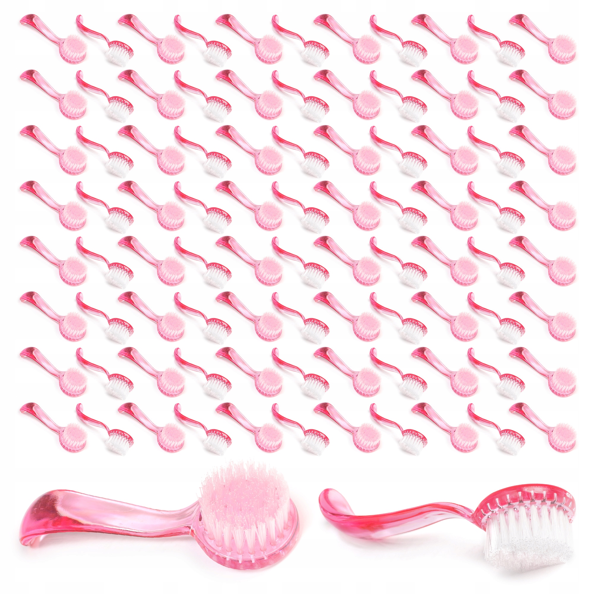 Kartáček na nehty kulatý s rukojetí pro odstranění prachu růžový 100 kusů