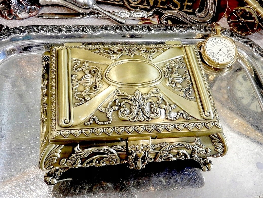 SZKATUŁKA BIŻUTERIA STYL EMPIRE ZŁOTE GODY ORREZENT DLA BABCI MAMY CIOCI Marka inny