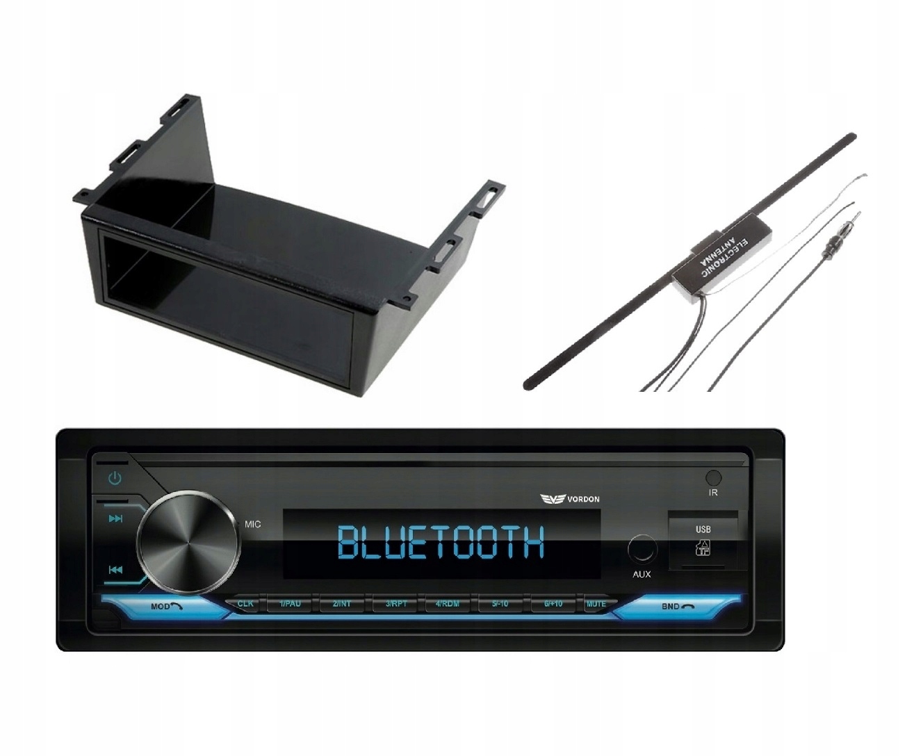 Vordon HT-195BT závesné autorádio Bt MP3 do bagra anténa
