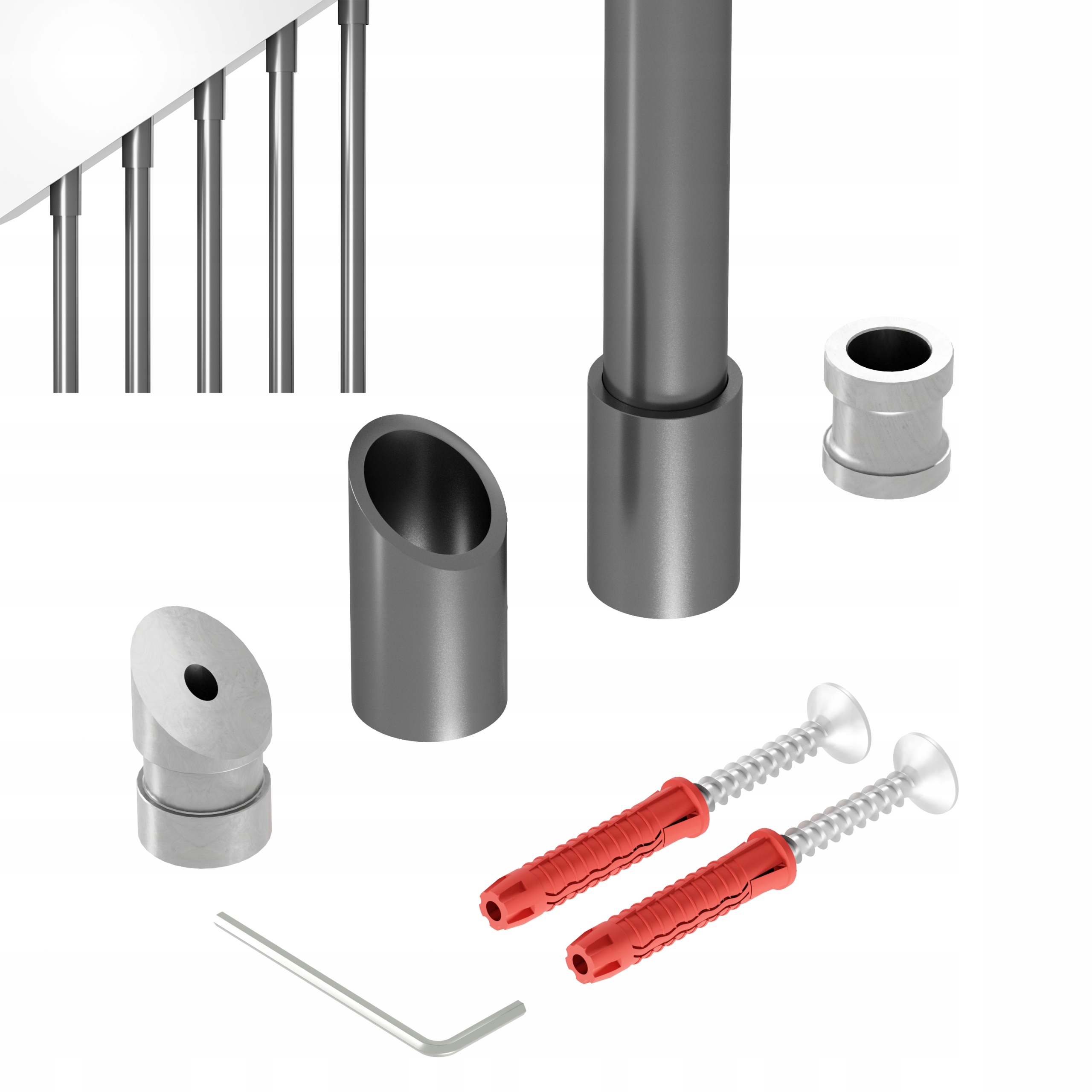 Zábradlí na schody šikmé 32 st tralka fi 20 mm grafit 295 cm Noa 32