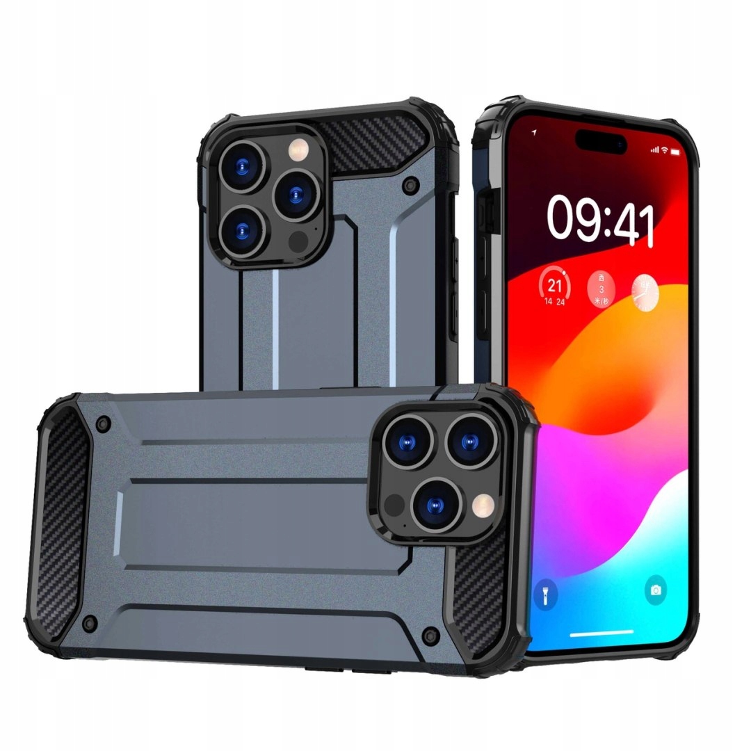 Pancerne etui do iPhone 15 Pro Max Hybrid Armor niebieski