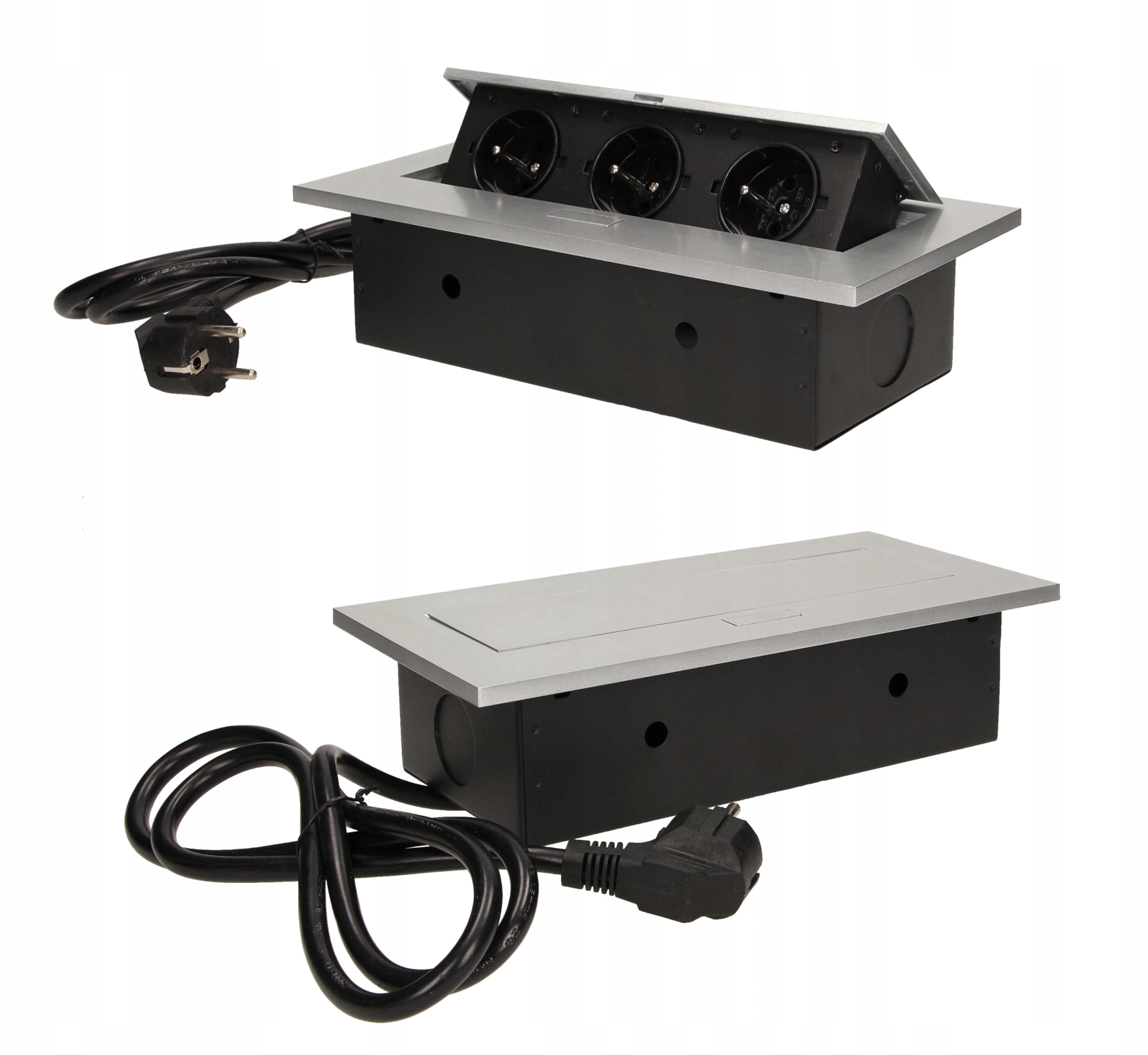 Zásuvky do desky 3x2P+Z gr.rant 1,5 m stříbrné