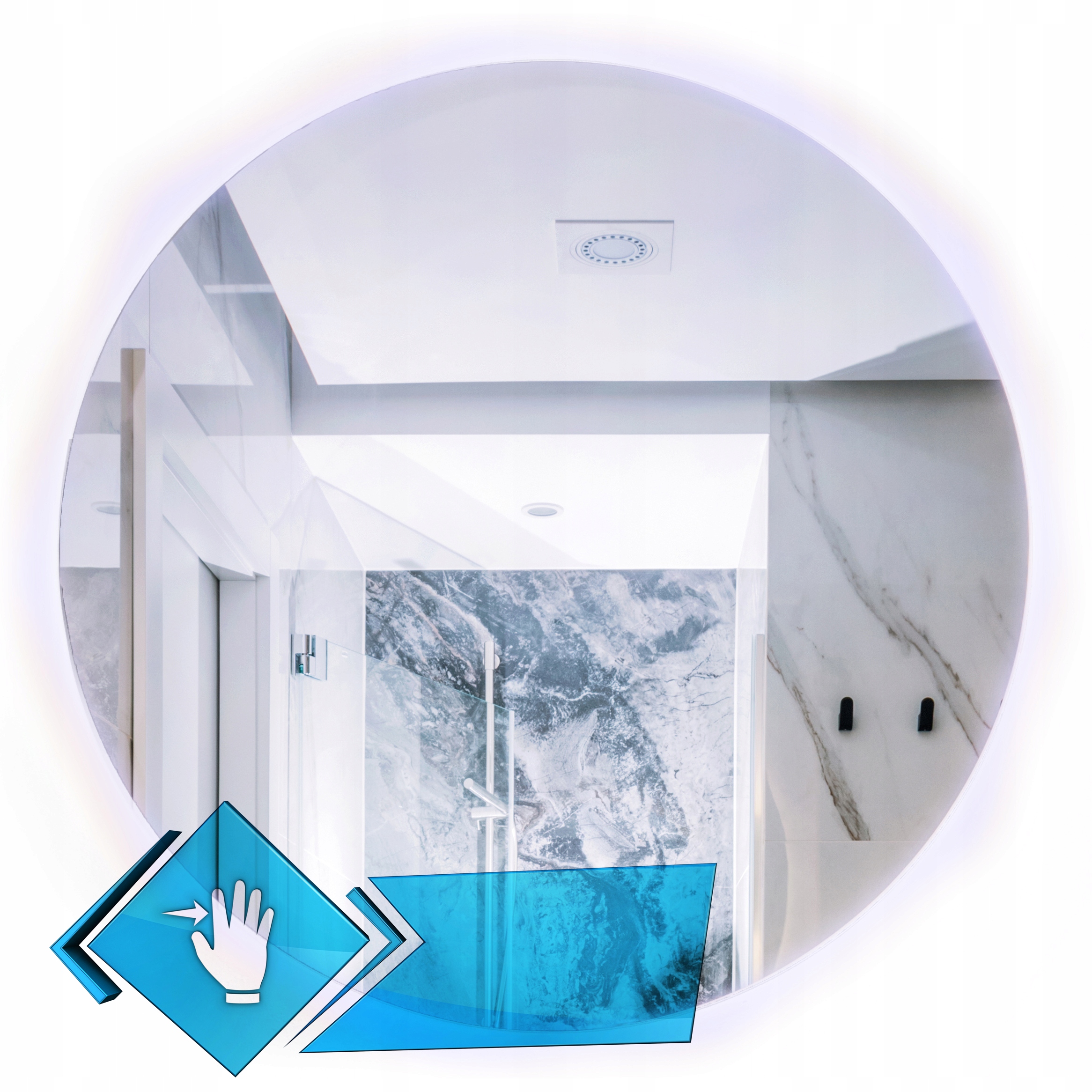 Lustro LED okrągłe bez ramy 100 włącznik sensorowy