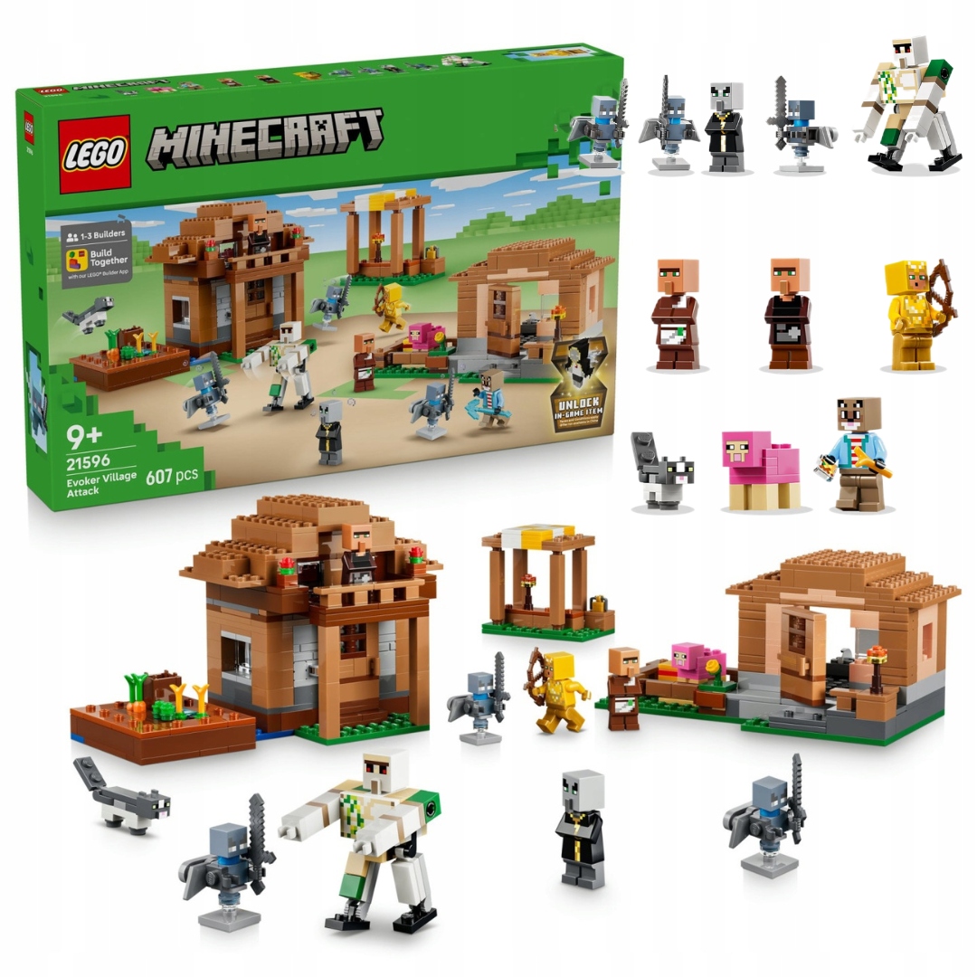Lego Minecraft 21596 Nájezd na vesnici 607 dílků 11 figurek