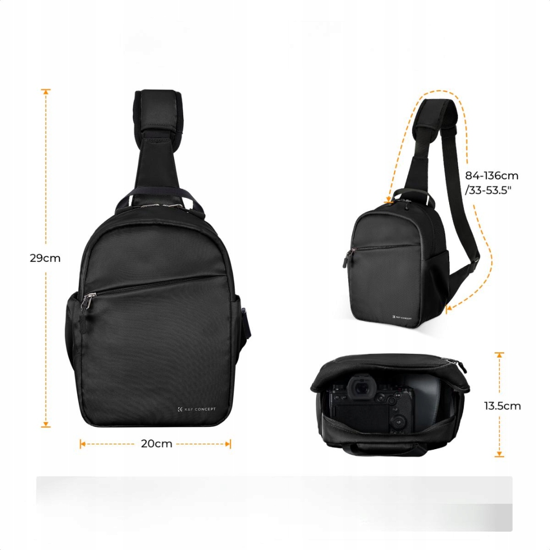 K&F CONCEPT Torba Na Aparat Wodoodporna Regulowany Pasek Na Ramię DSLR — miniatura 10