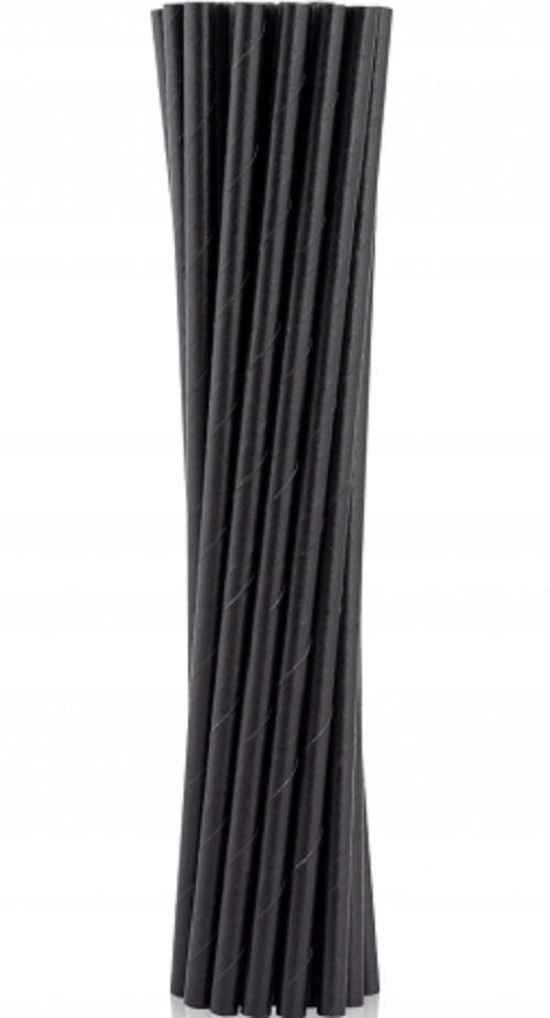 

Słomki papierowe czarne, 6x197mm 100 szt. Go