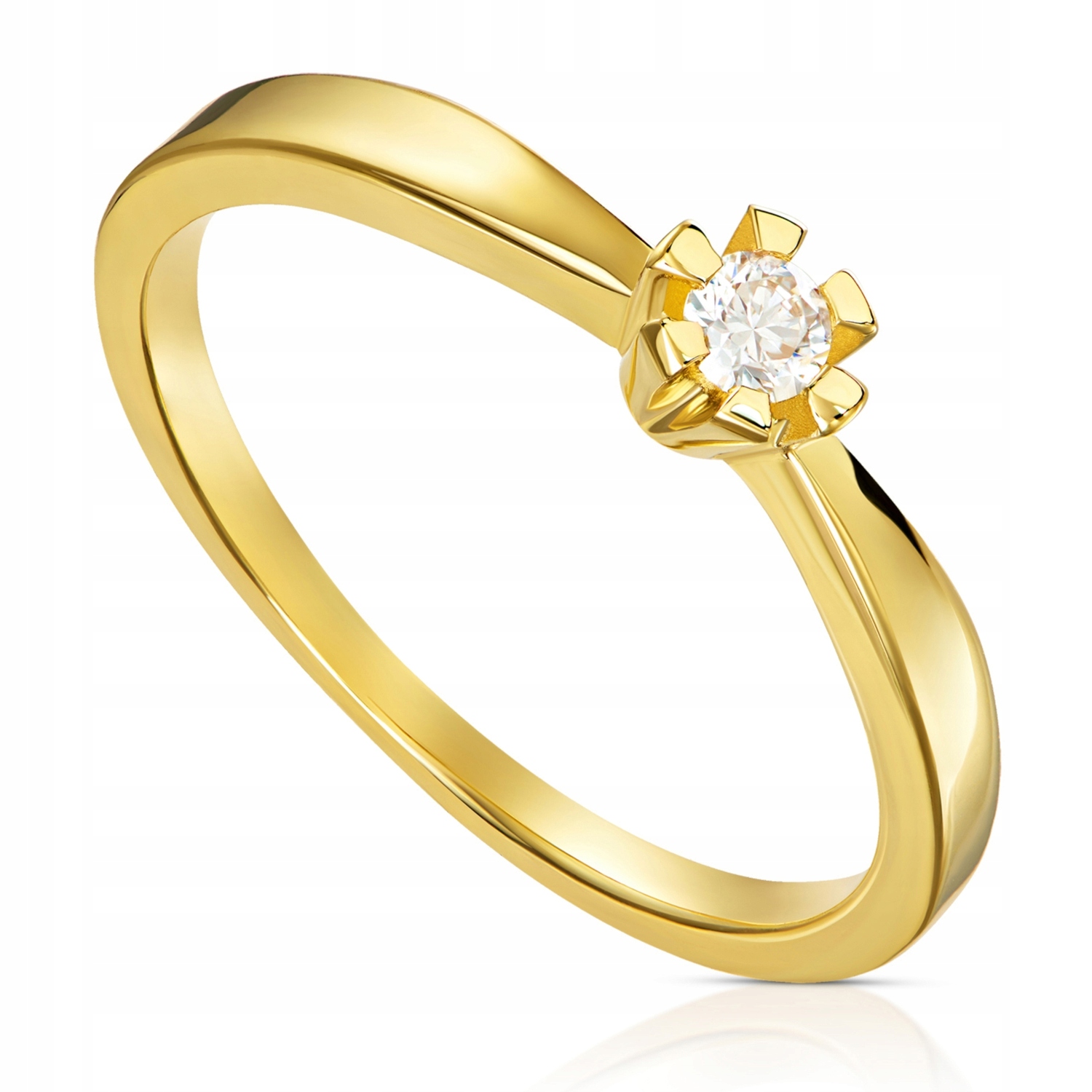 ZŁOTY PIERŚCIONEK 585 BRYLANT DIAMENT 0,06ct 24h Cechy brak