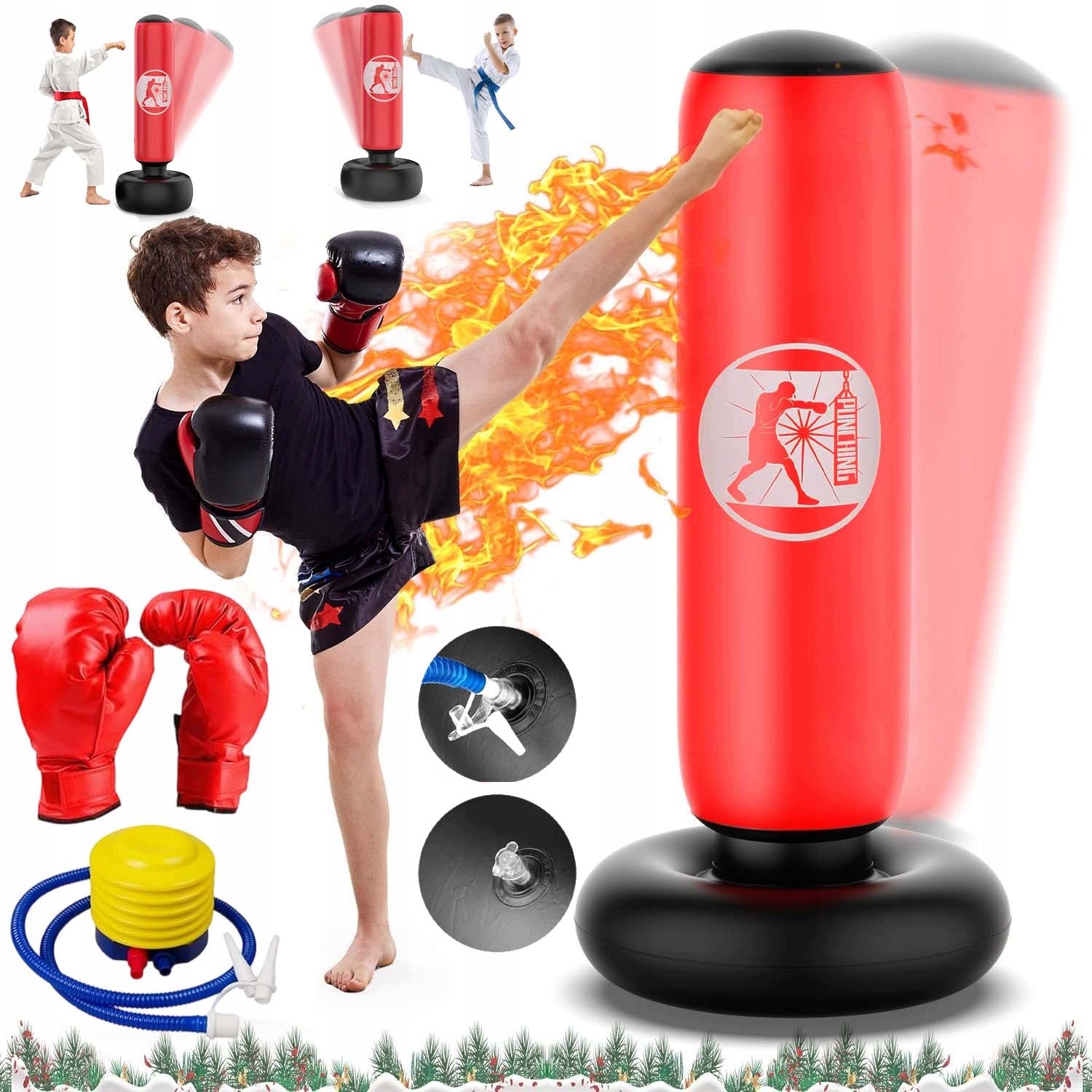 Dětský Boxovací Pytel Stojící 160 CM, Nafukovací, Odolný, S Rukavicemi