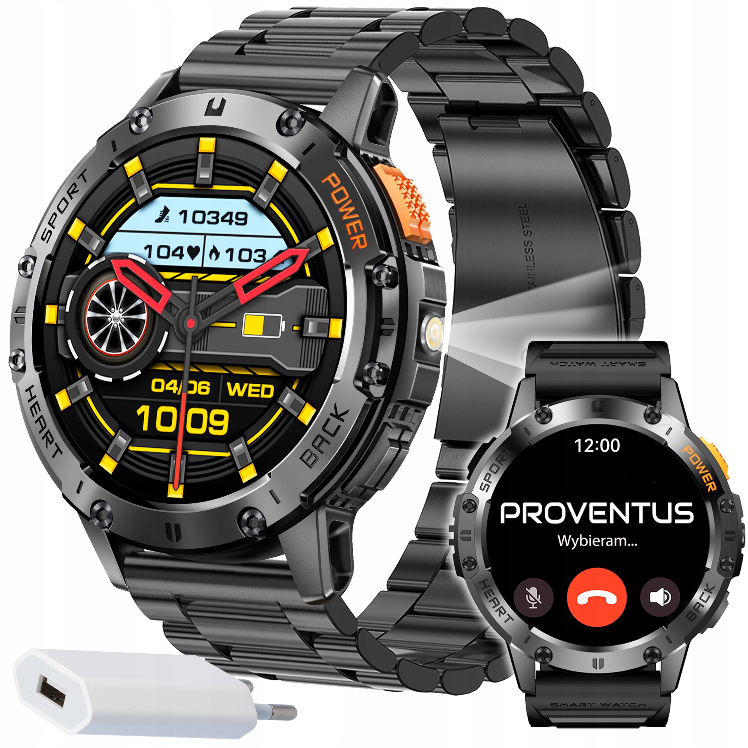 Smartwatch Męski Zegarek Amoled Latarka Rozmowy Sms Pomiary IP68 530MAH Pl