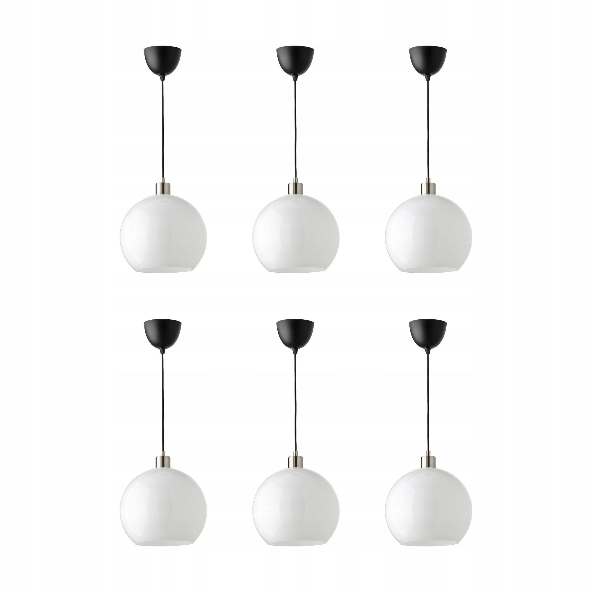 6 szt. Lampa wisząca Jarpliden białe szkło niklowana 30 cm
