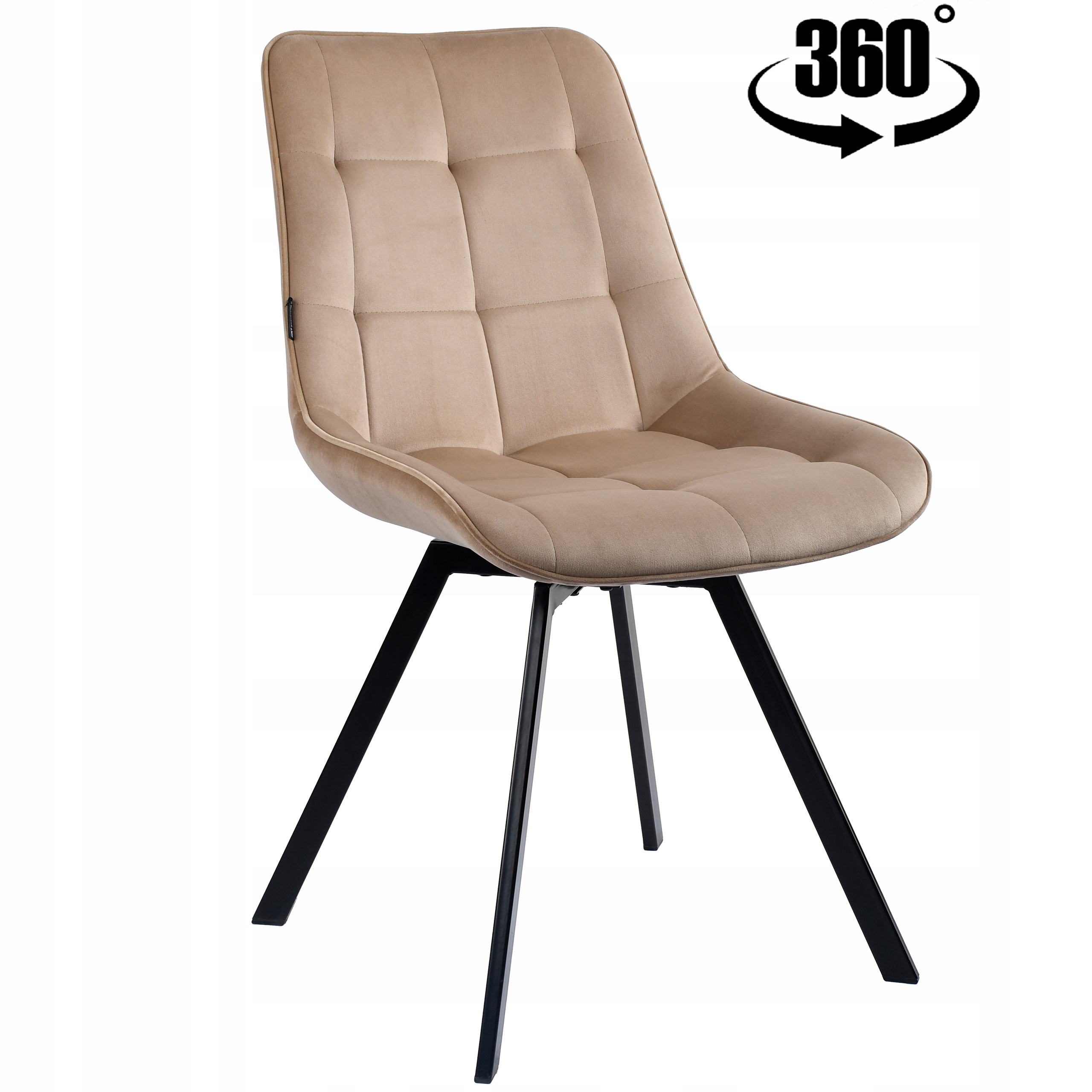Krzesło obrotowe tapicerowane welurowe beżowe do salonu jadalni biura Lapo