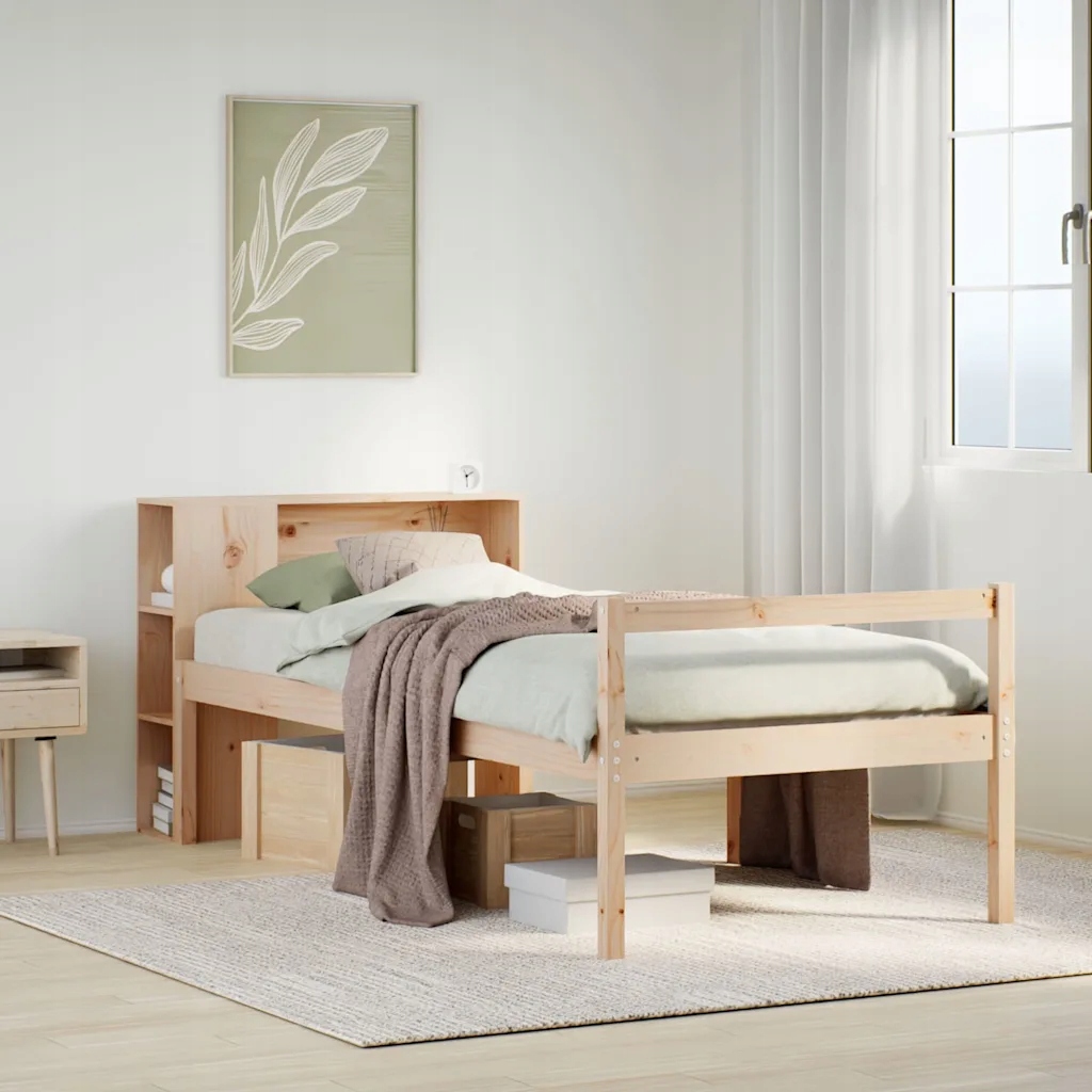 vidaXL Postel s knihovnou bez matrace 75 x 190 cm masivní borovice