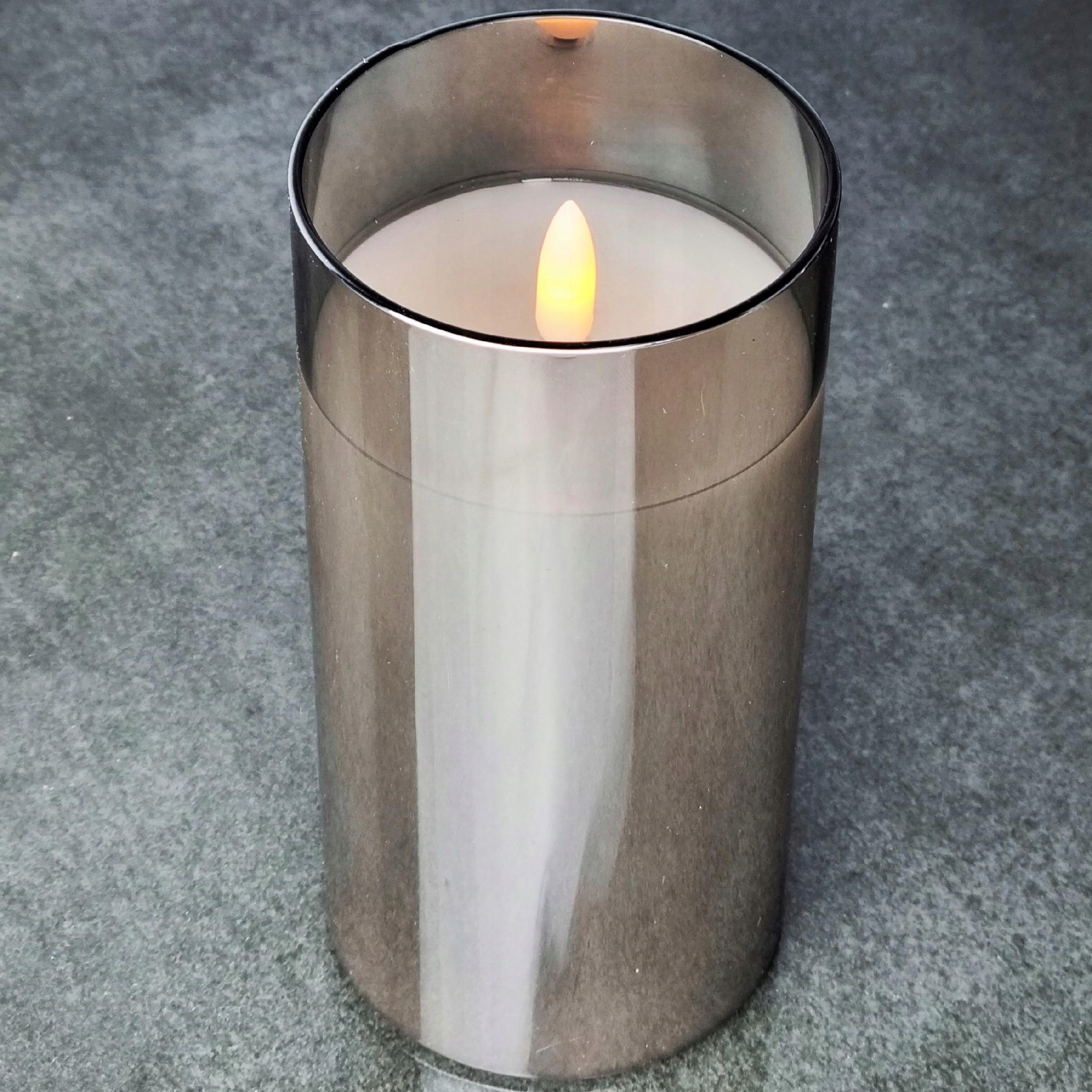 SZKLANA ŚWIECA LED ŚWIECZKA DYMIONE SZKŁO NA BATERIE SZKLANA ŚWIECZKA Wysokość produktu 15 cm