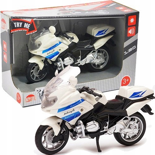 MOTOCYKL ŚCIGACZ MOTOR BIAŁY ŚWIATŁO DŹWIĘK 1:20