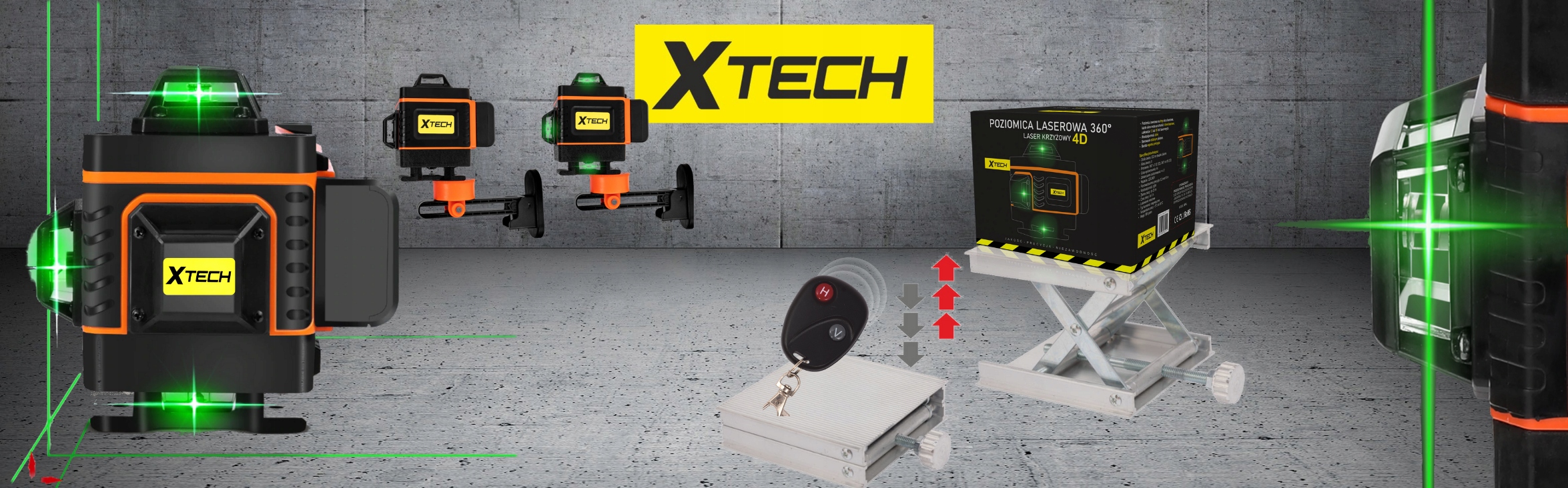 POZIOMICA LASEROWA XTECH 360° LASER KRZYŻOWY 4D Marka Xtech