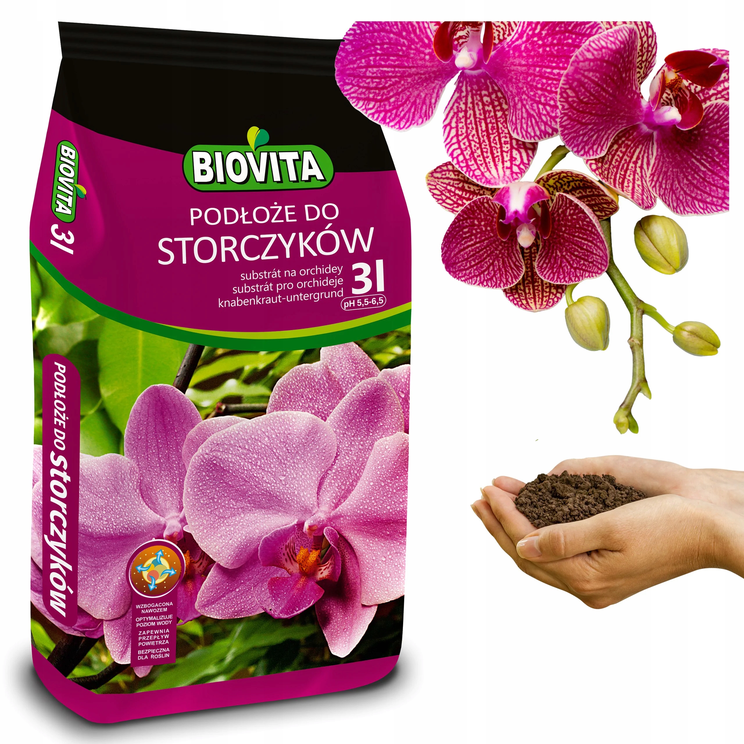 Ziemia Podłoże do storczyków orchidei BIOVITA 3L