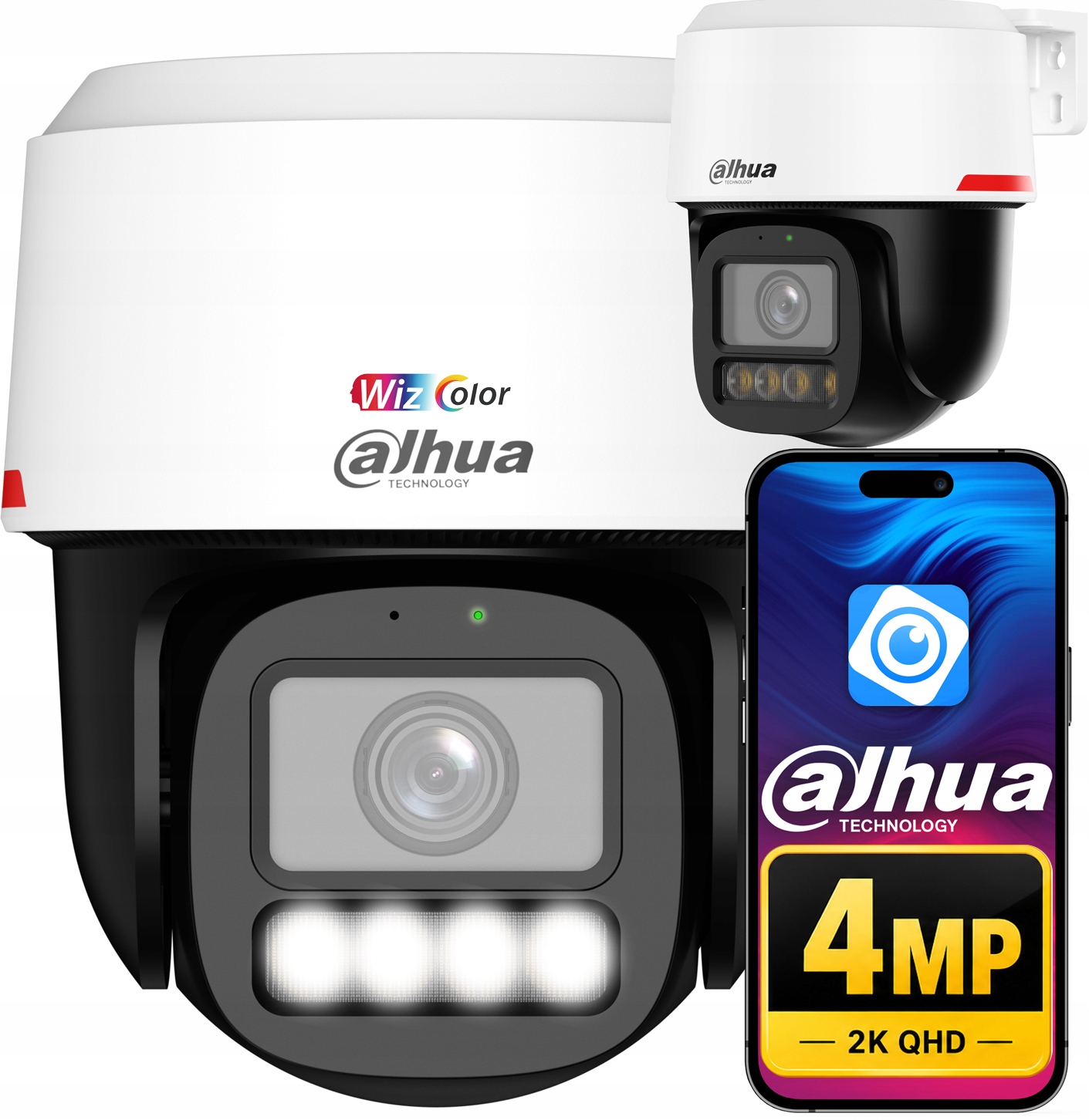 Kamera Obrotowa Ip 4MP 2K Wizcolor Dahua Zewnętrzna Poe Detekcja Ai Audio