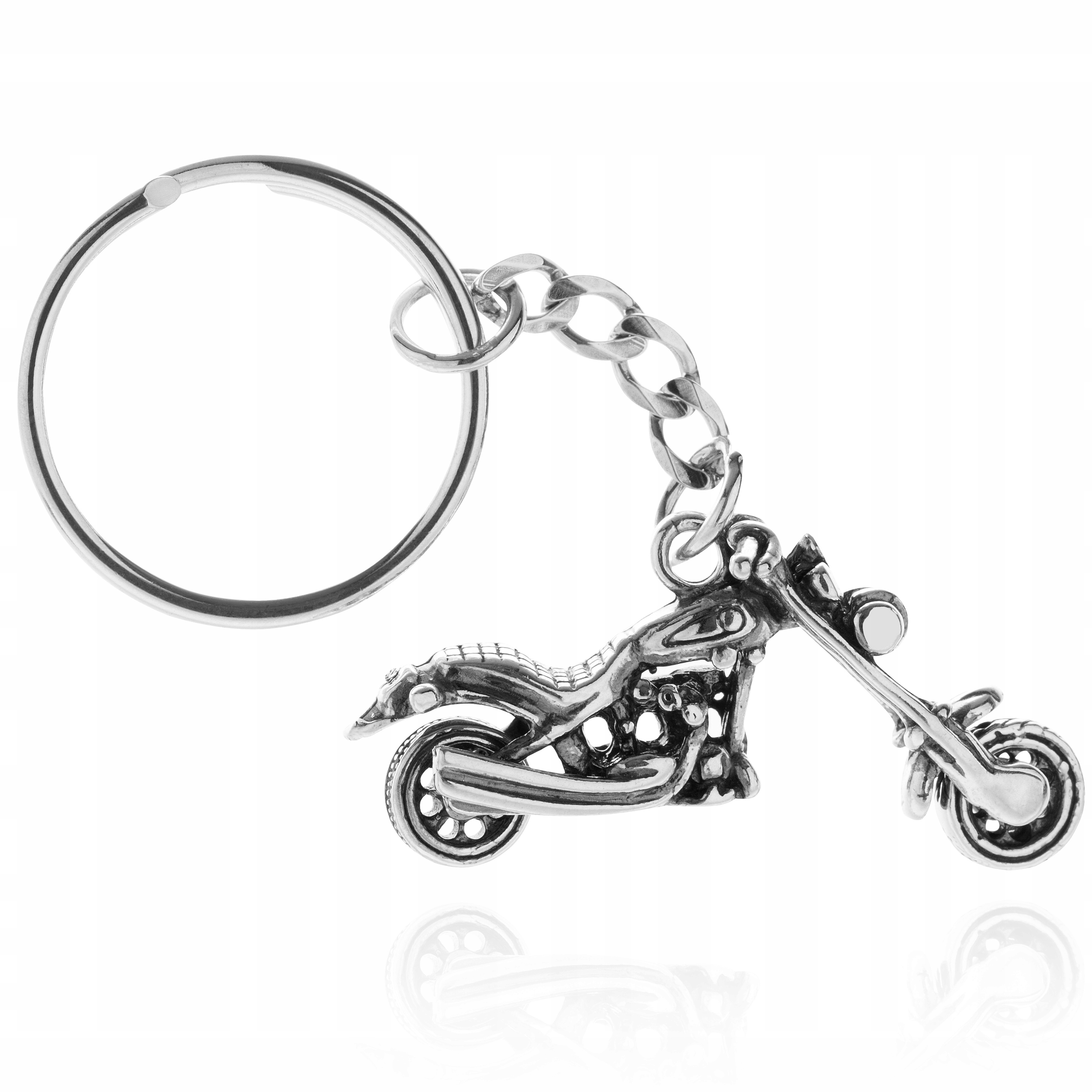 Stříbrný Přívěsek Na Klíče Na Klíče Motor Motocykl Stříbro 925
