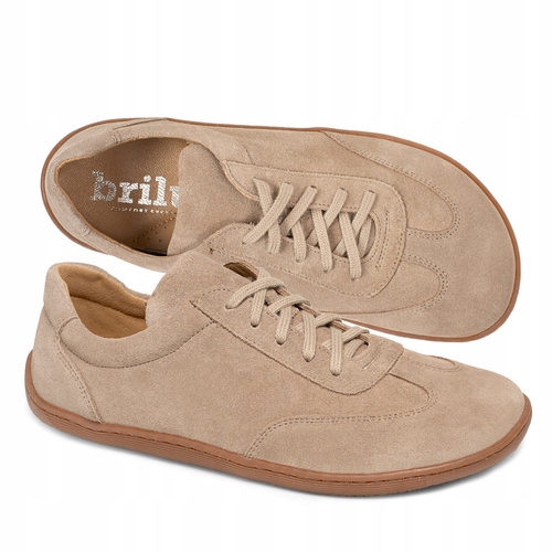 Brilu Polskie Damskie Skórzane Sneakersy Barefoot Everest Beżowe 41