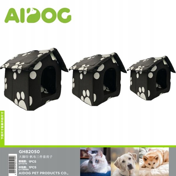 Levně Pelíšek pro psa s motivem tlapek – 3-dílná sada