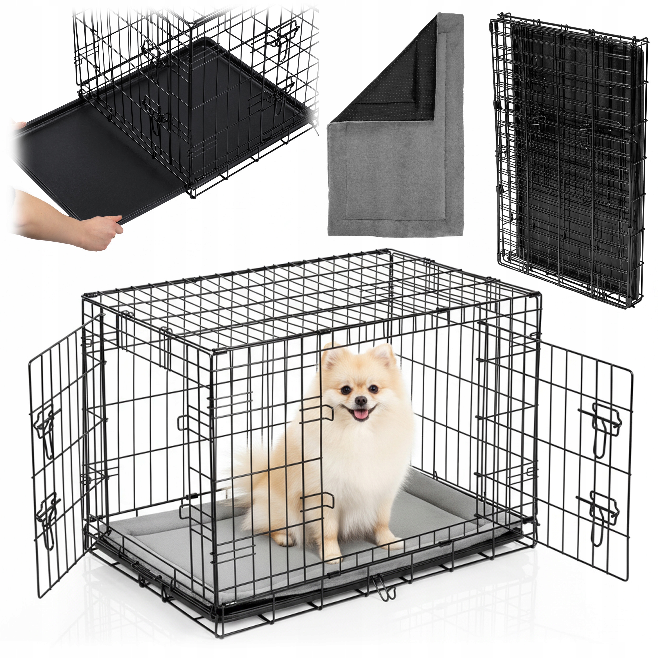 Metalowa klatka kennelowa transporter dla psa 75x45x54 legowisko