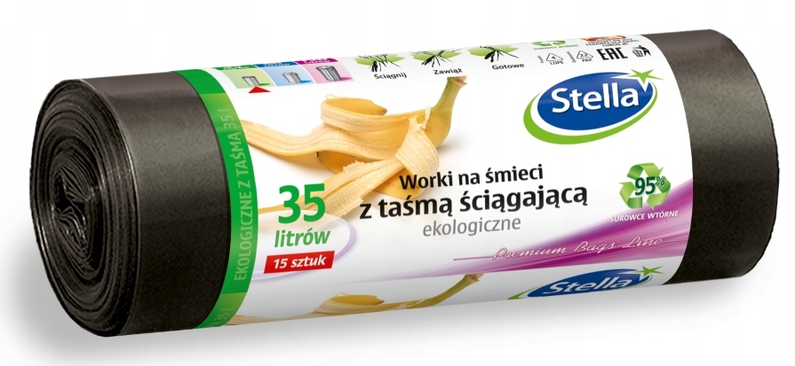 

Stella Worki Śmieci 15szt. z Taśmą 35L Mocne